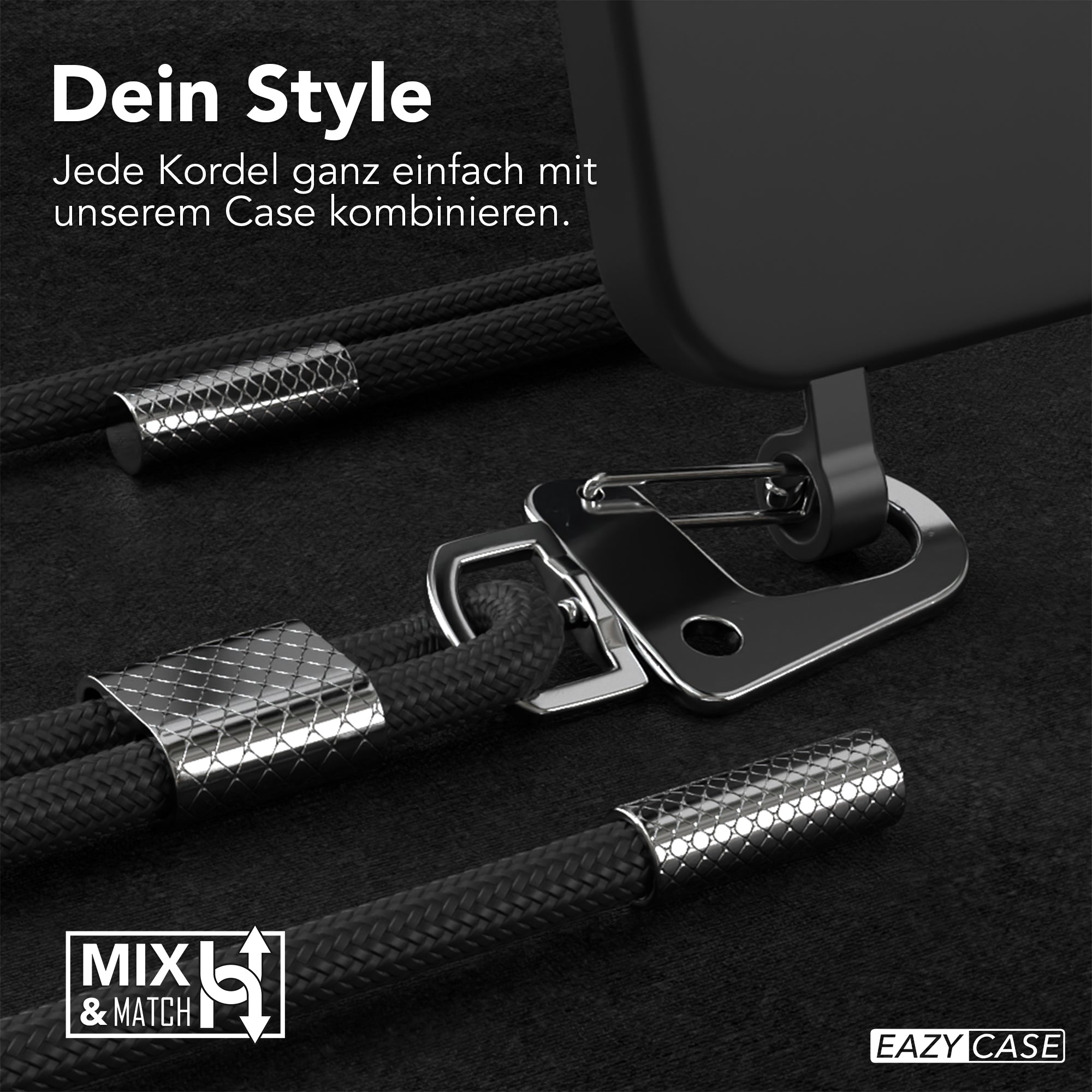 iPhone 16 2in1 Hülle + Kordel mit Karabinern