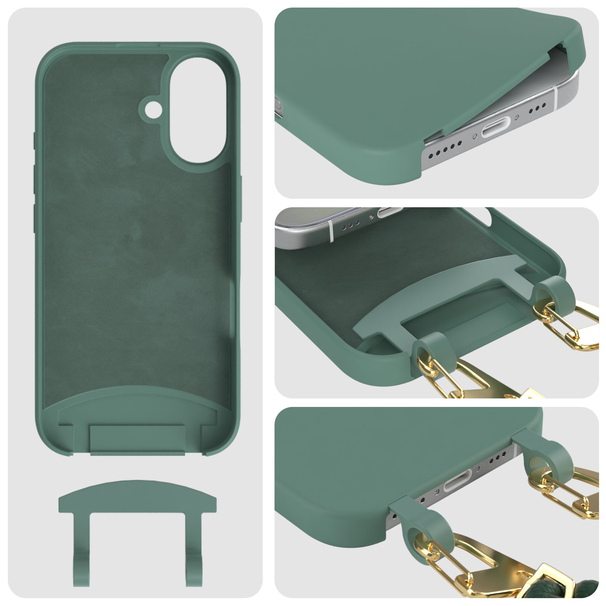iPhone 16 2in1 Hülle + Kordel mit Karabinern