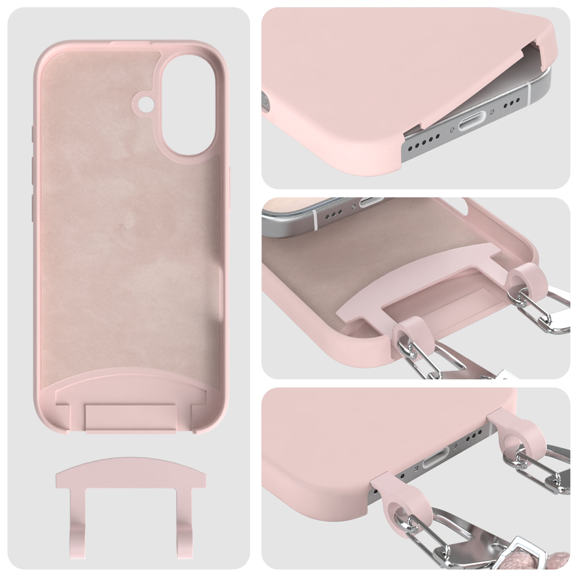 iPhone 16 2in1 Hülle + Kordel mit Karabinern