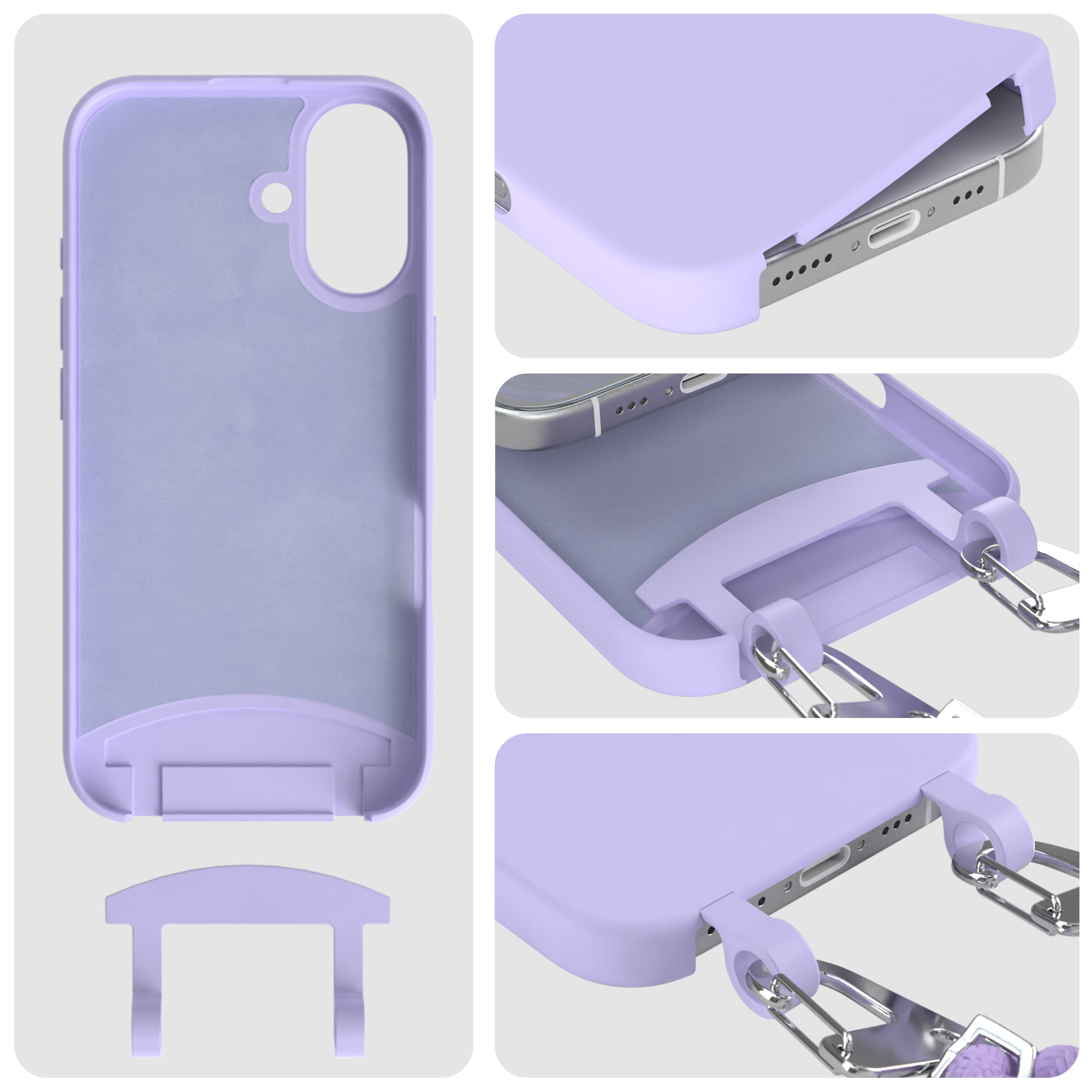 iPhone 16 2in1 Hülle + Kordel mit Karabinern