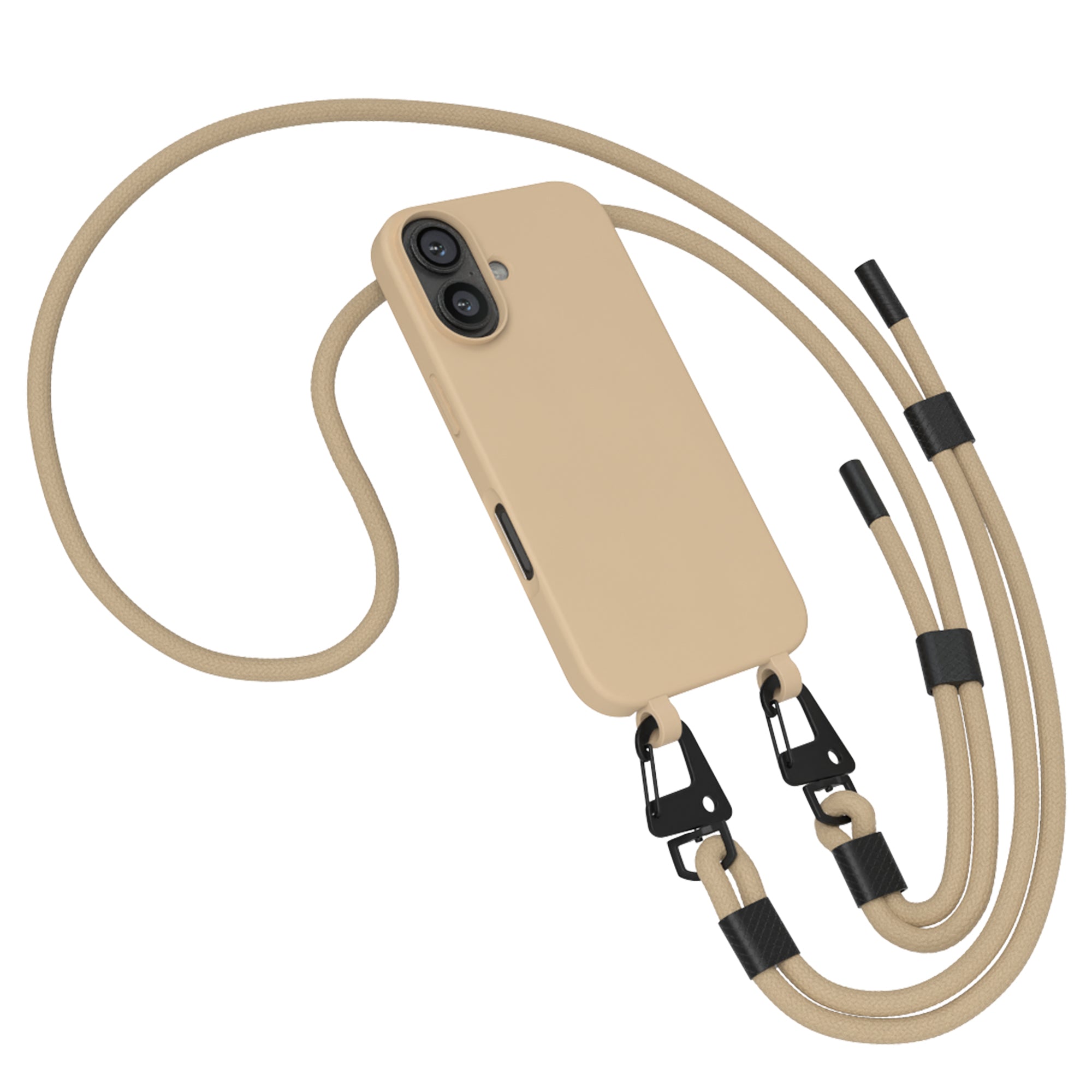 iPhone 16 2in1 Hülle + Kordel mit Karabinern