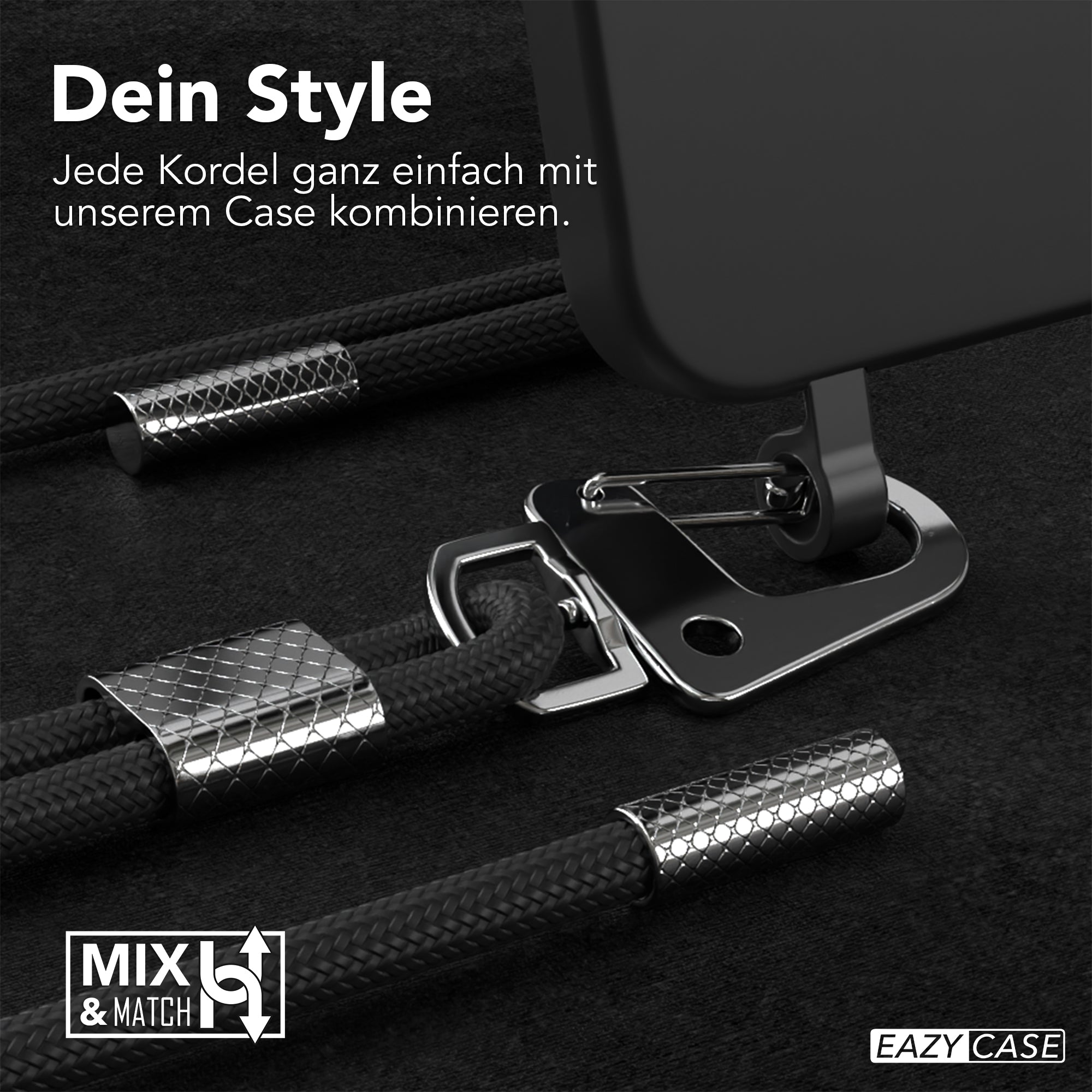 iPhone 16 Plus 2in1 Hülle + Kordel mit Karabinern