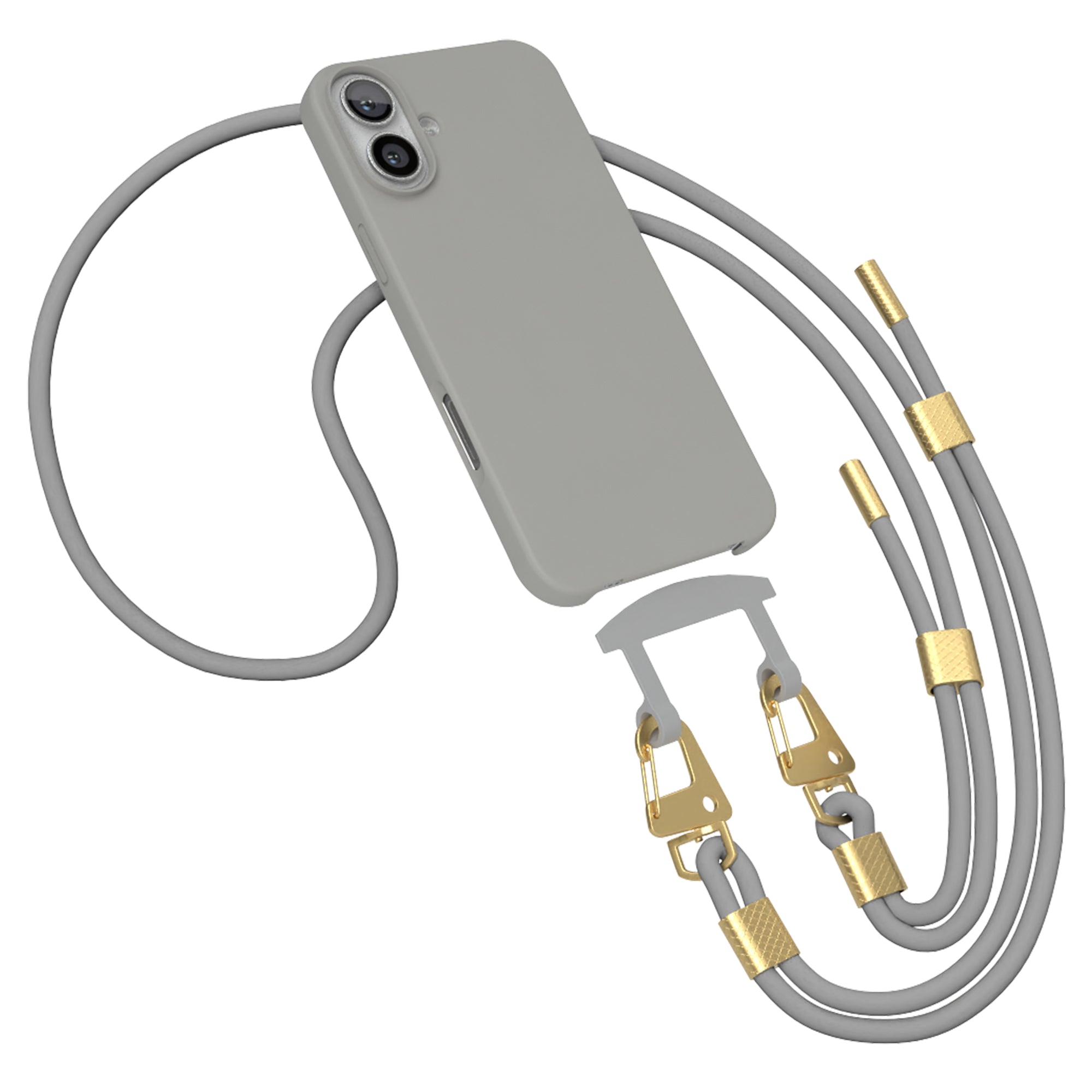 iPhone 16 Plus 2in1 Hülle + Kordel mit Karabinern