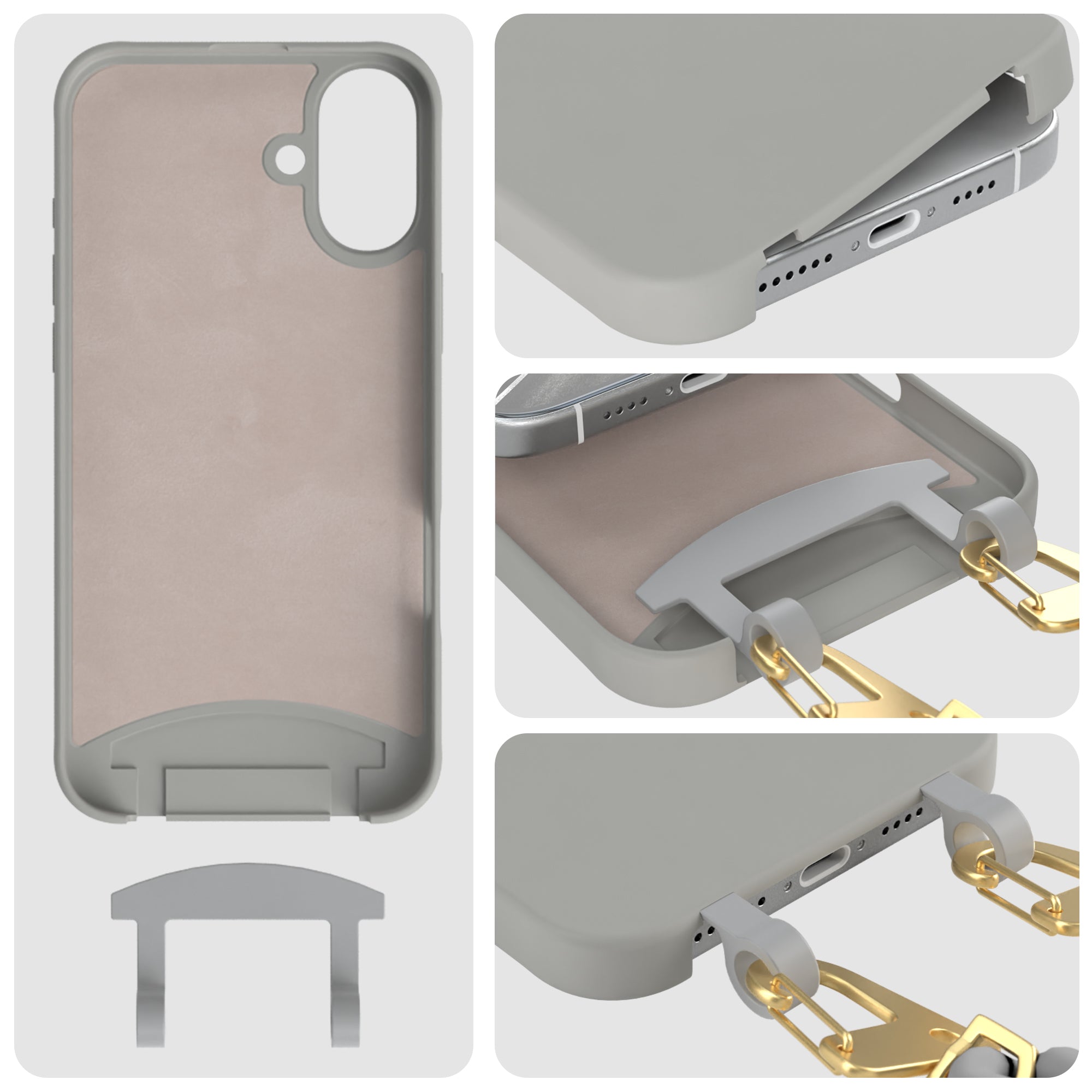 iPhone 16 Plus 2in1 Hülle + Kordel mit Karabinern