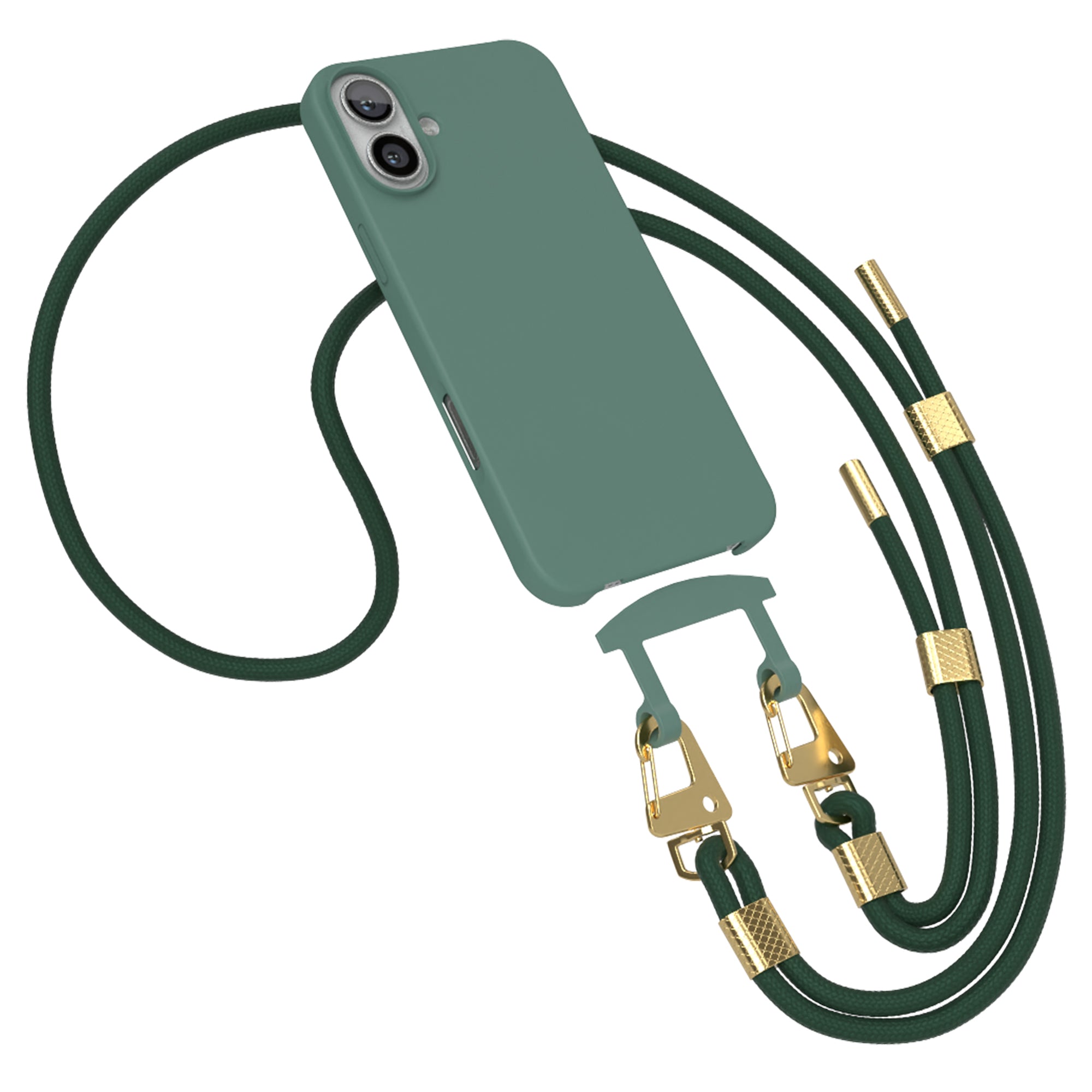 iPhone 16 Plus 2in1 Hülle + Kordel mit Karabinern