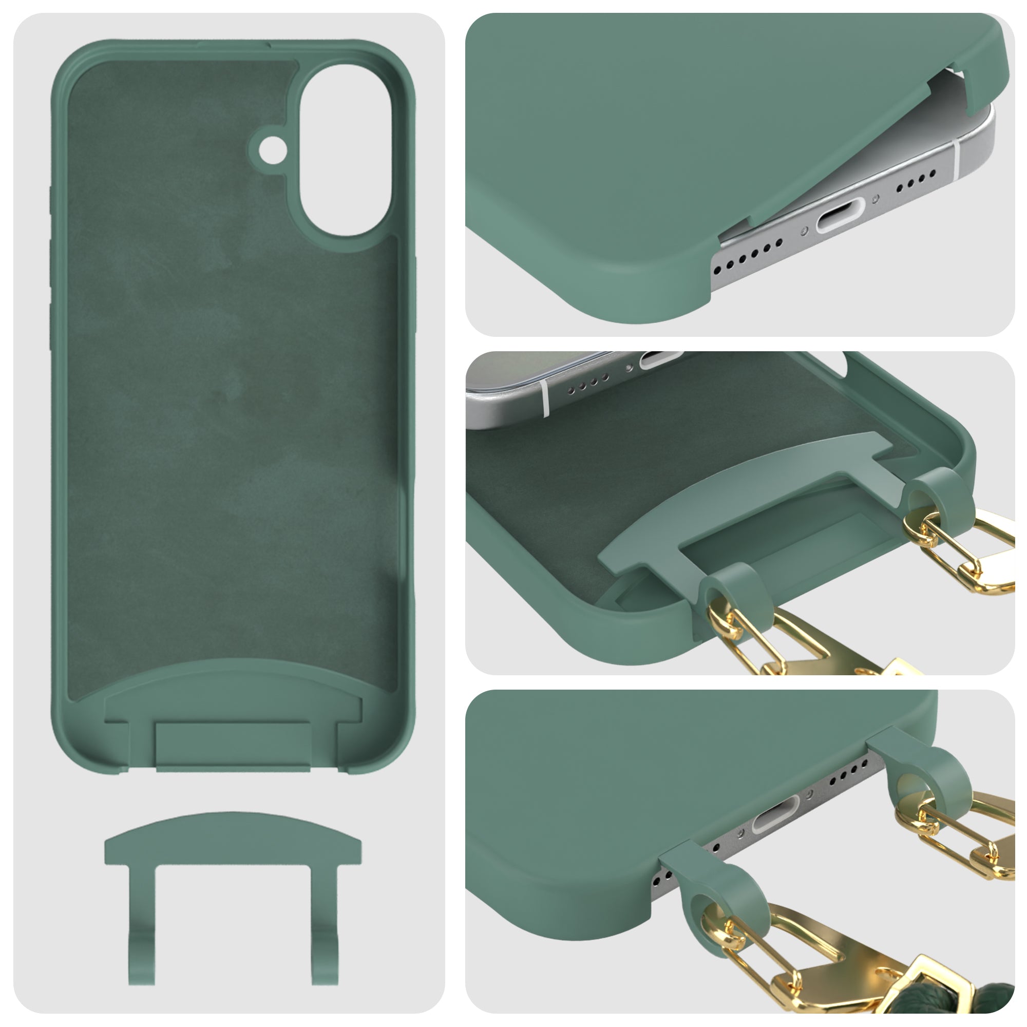 iPhone 16 Plus 2in1 Hülle + Kordel mit Karabinern