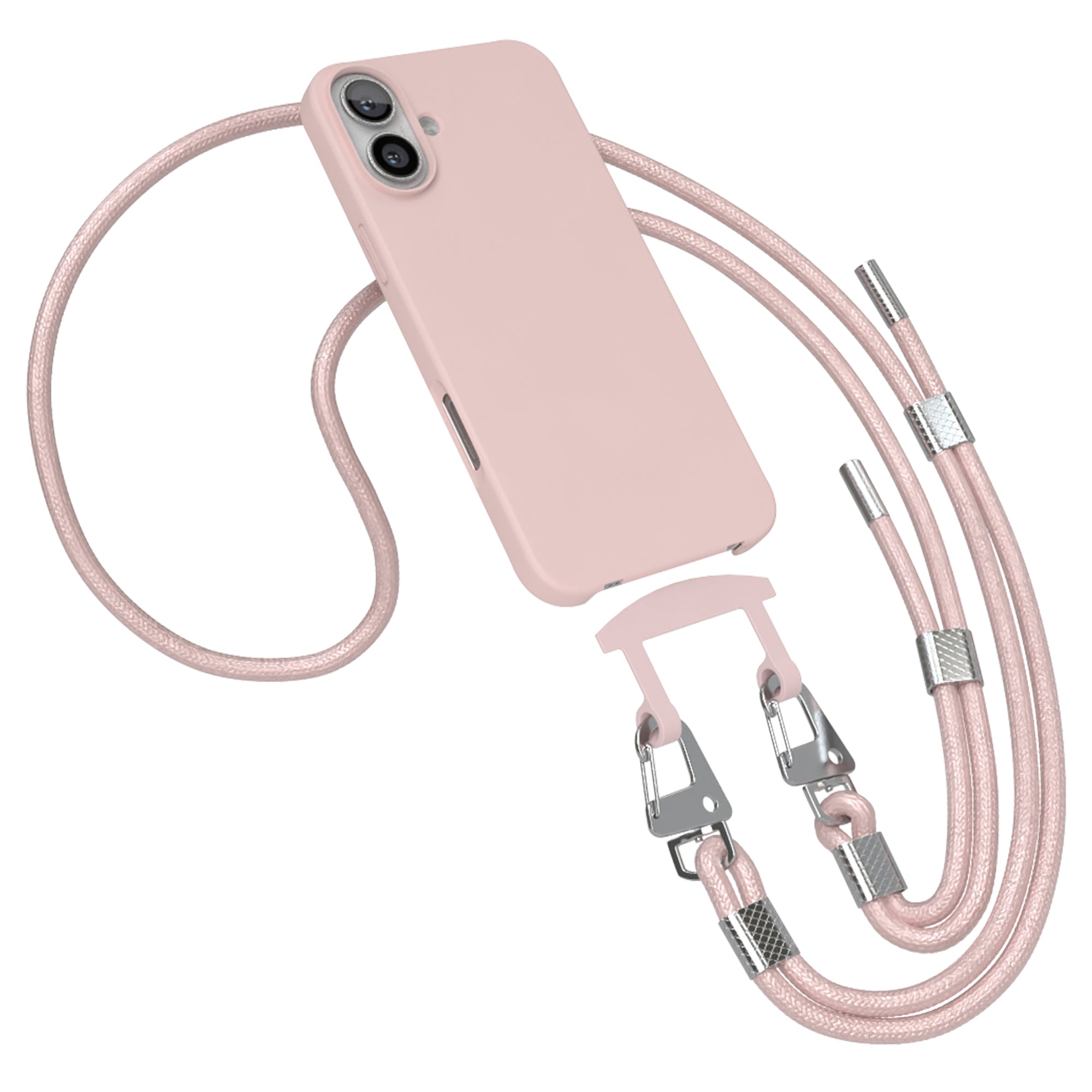iPhone 16 Plus 2in1 Hülle + Kordel mit Karabinern