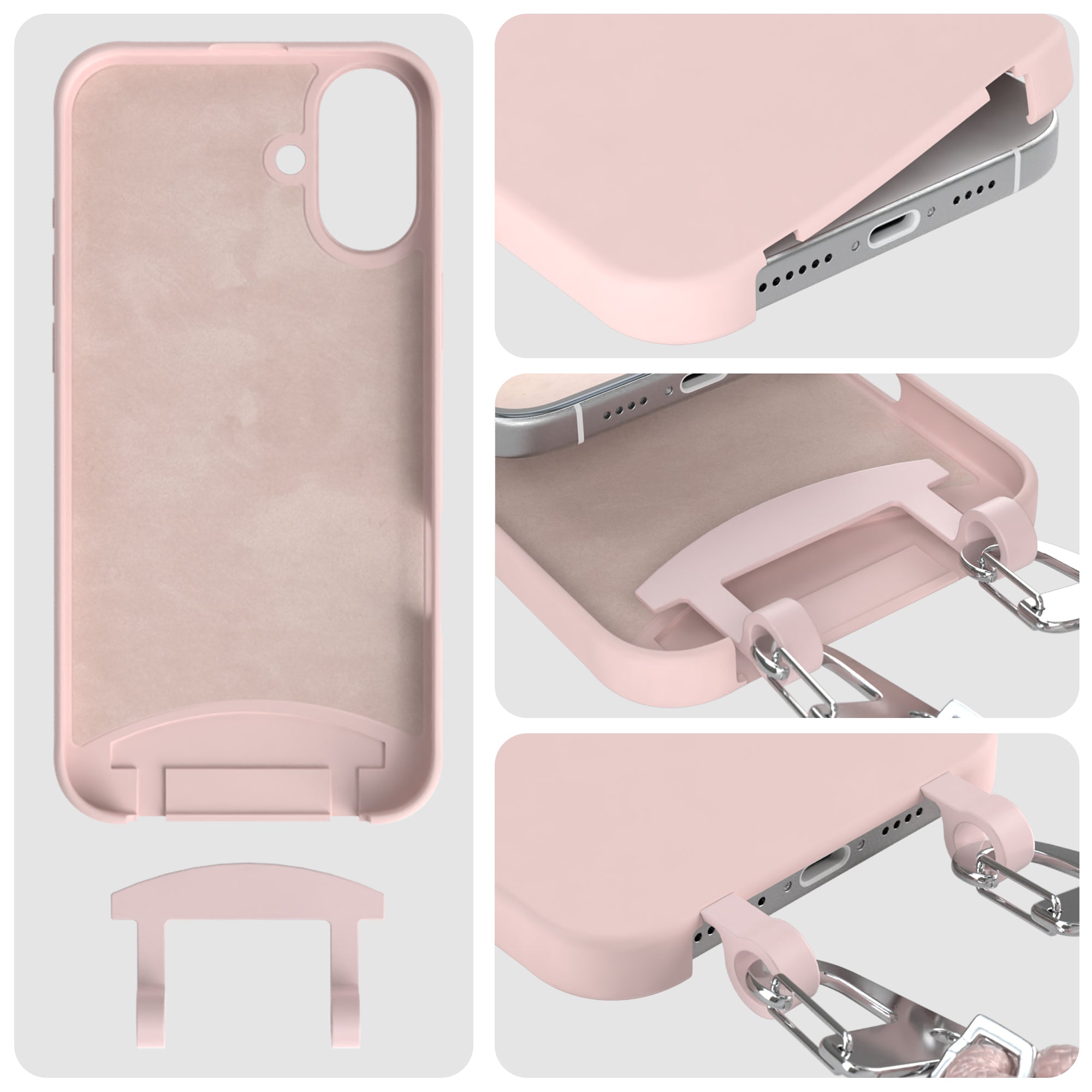iPhone 16 Plus 2in1 Hülle + Kordel mit Karabinern