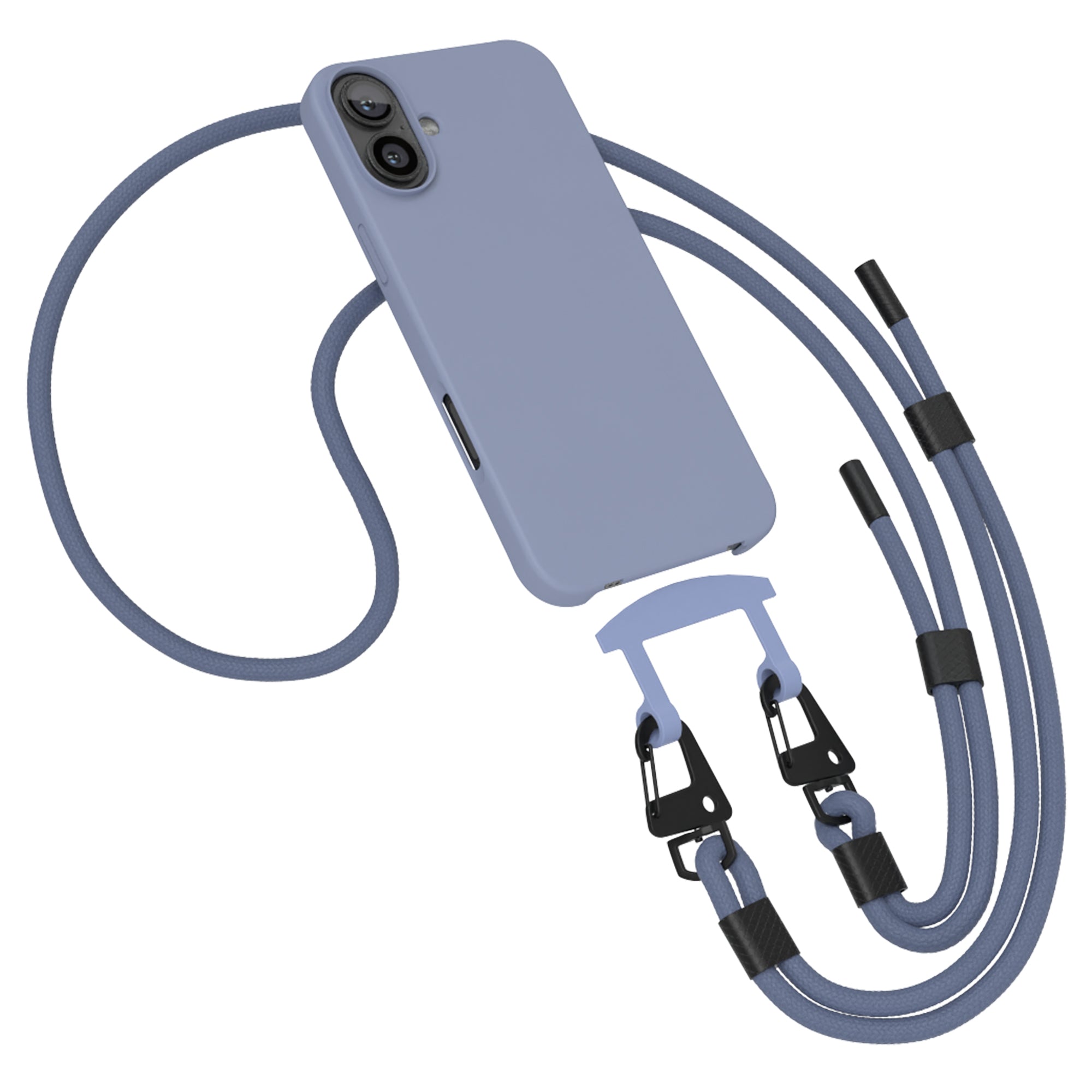 iPhone 16 Plus 2in1 Hülle + Kordel mit Karabinern