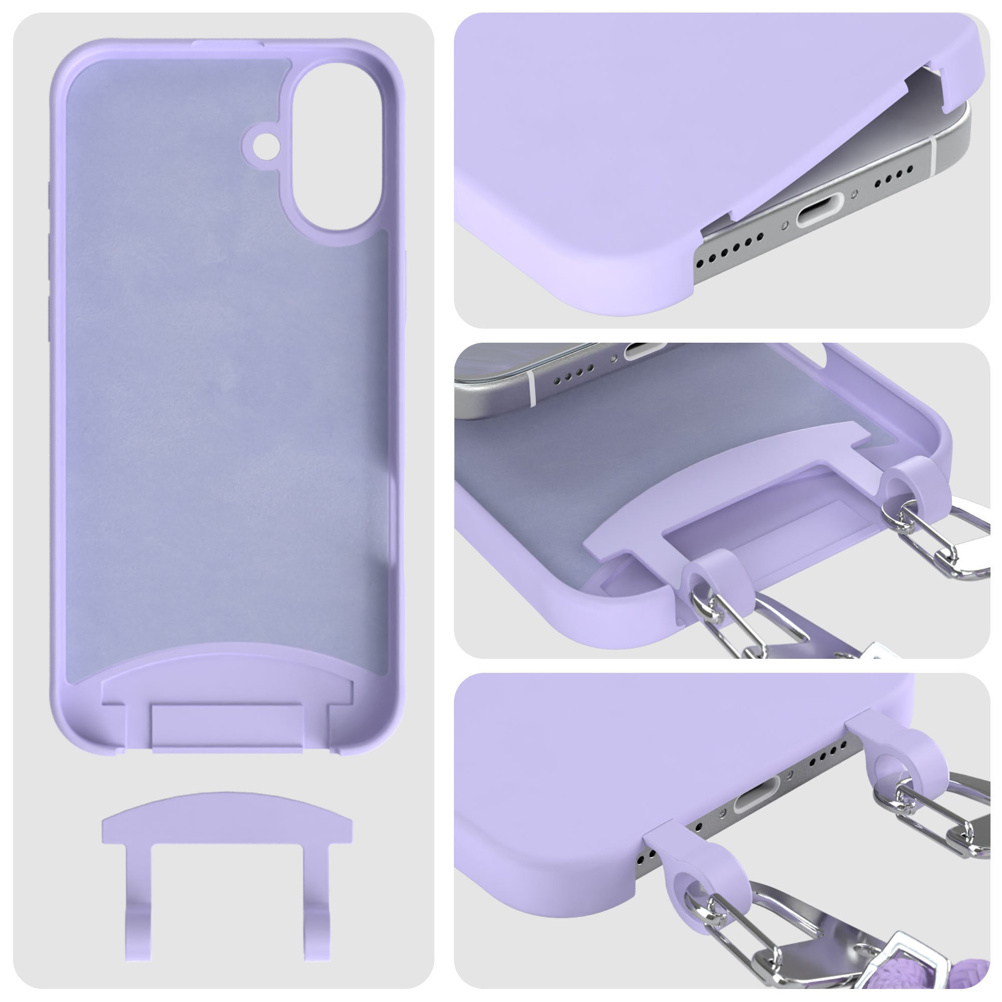 iPhone 16 Plus 2in1 Hülle + Kordel mit Karabinern