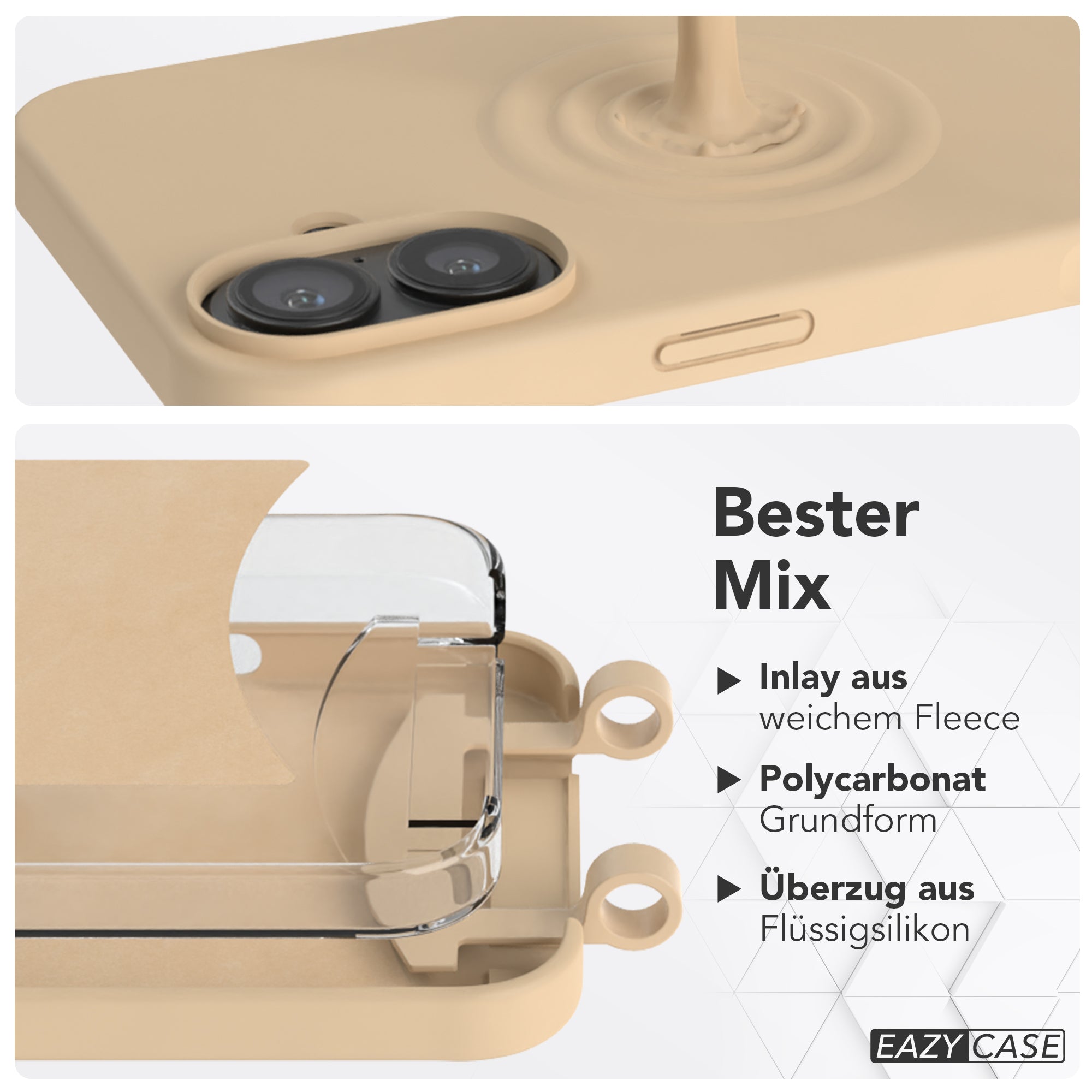 iPhone 16 Plus 2in1 Hülle + Kordel mit Karabinern