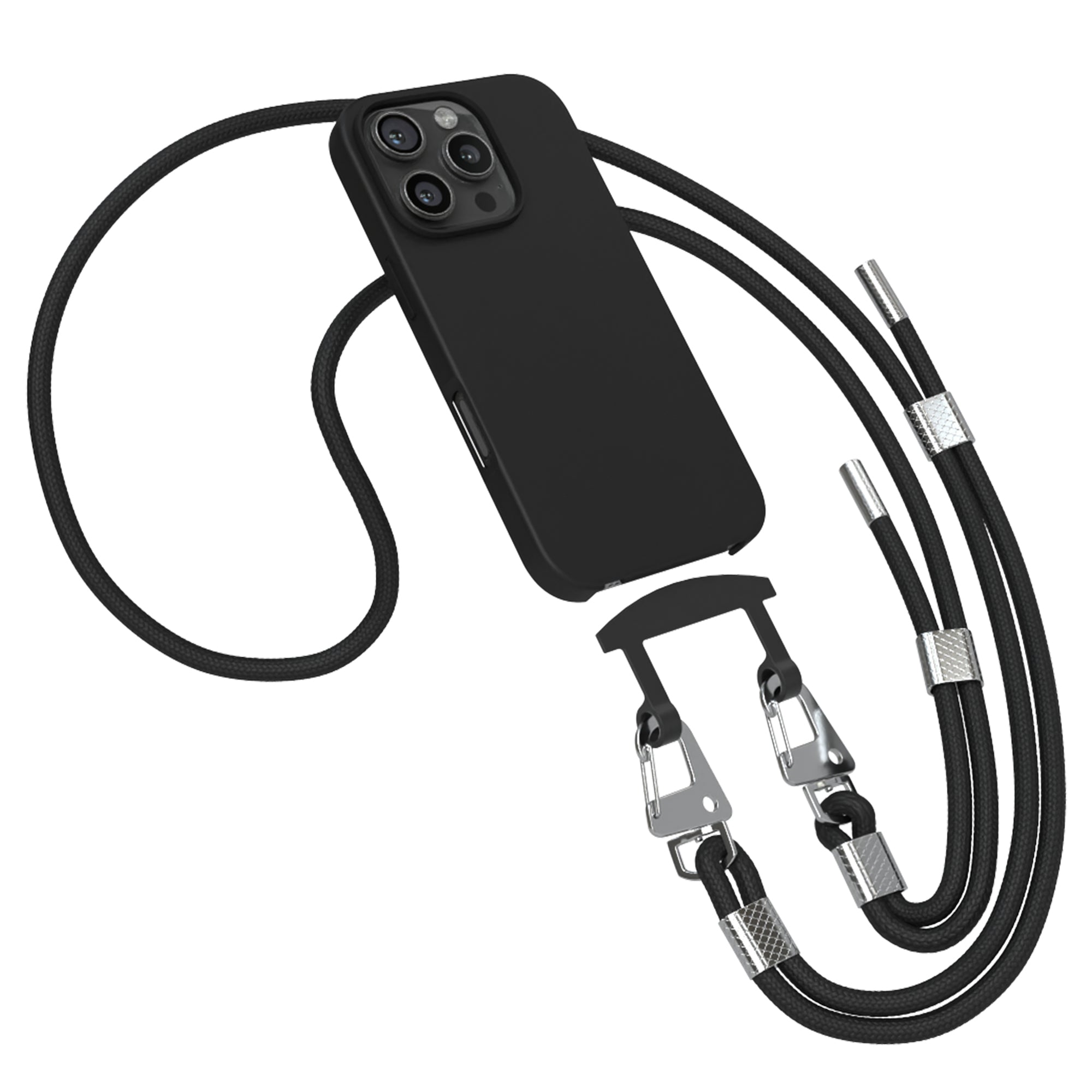 iPhone 16 Pro 2in1 Hülle + Kordel mit Karabinern