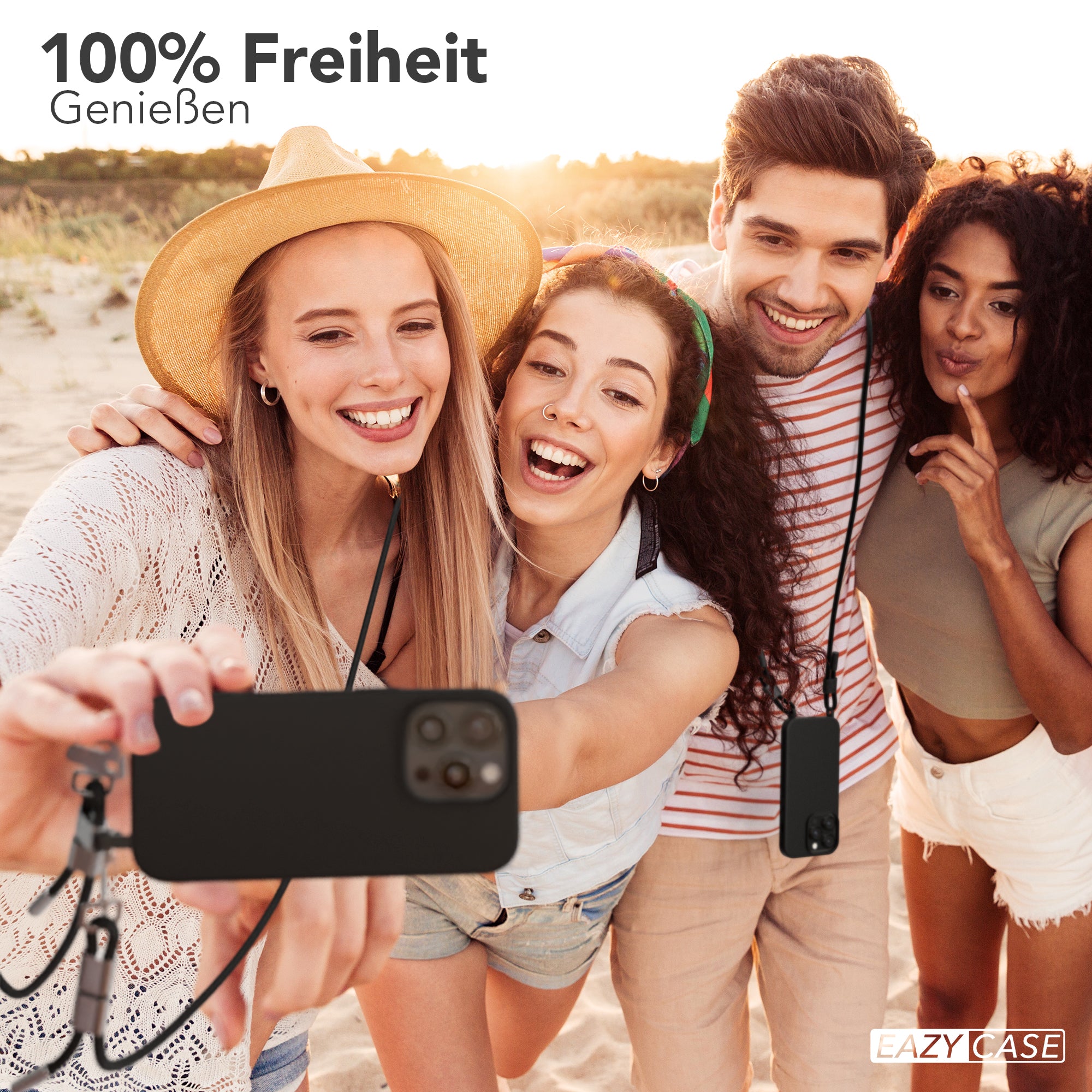 iPhone 16 Pro 2in1 Hülle + Kordel mit Karabinern