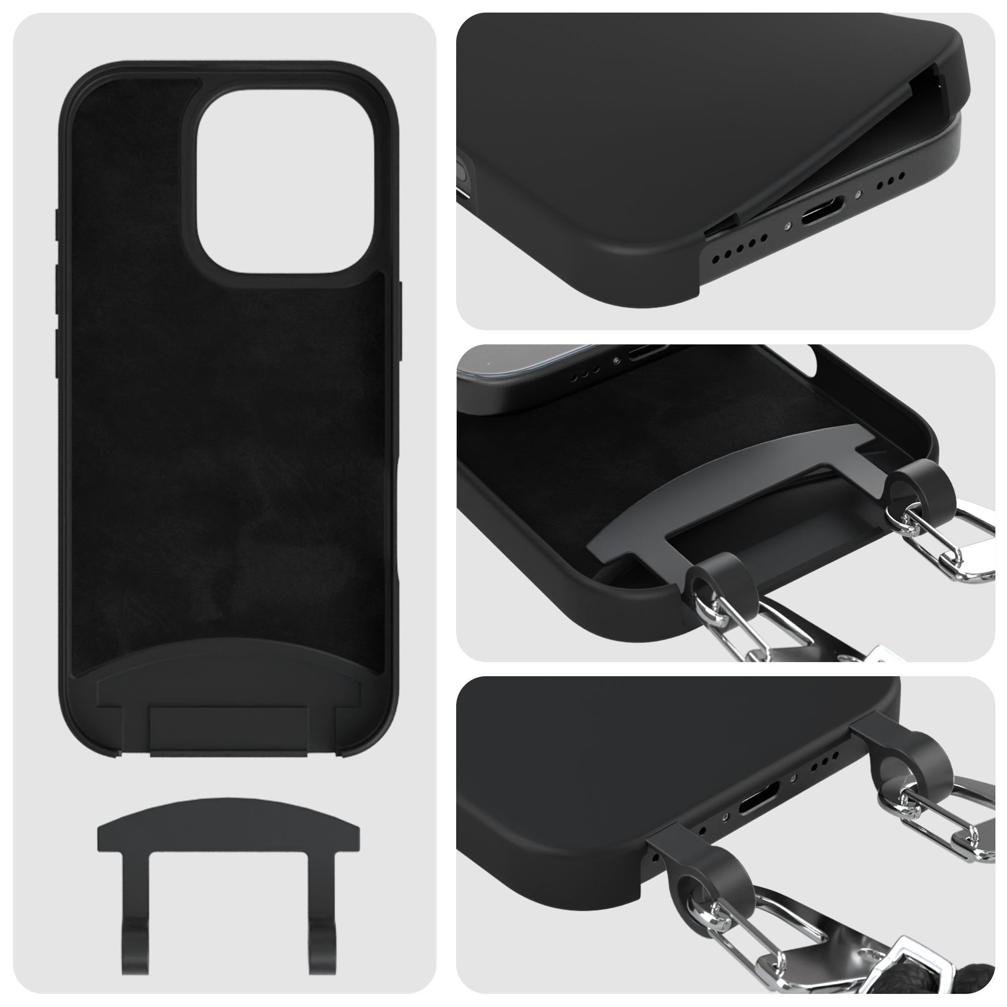 iPhone 16 Pro 2in1 Hülle + Kordel mit Karabinern