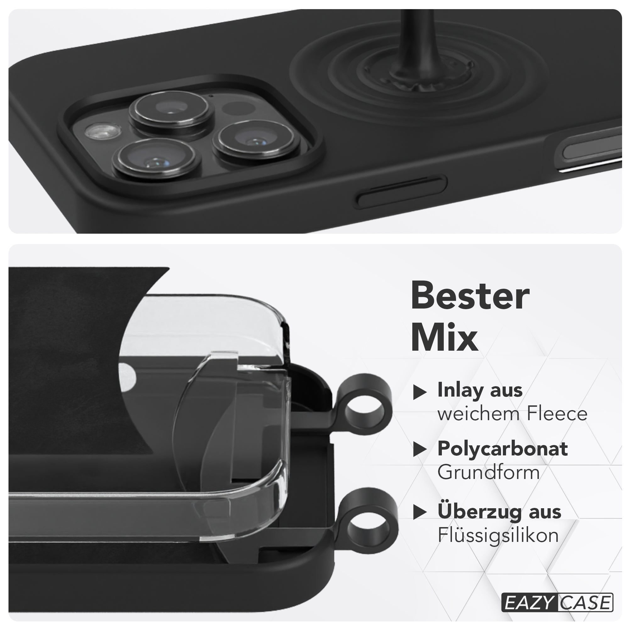 iPhone 16 Pro 2in1 Hülle + Kordel mit Karabinern