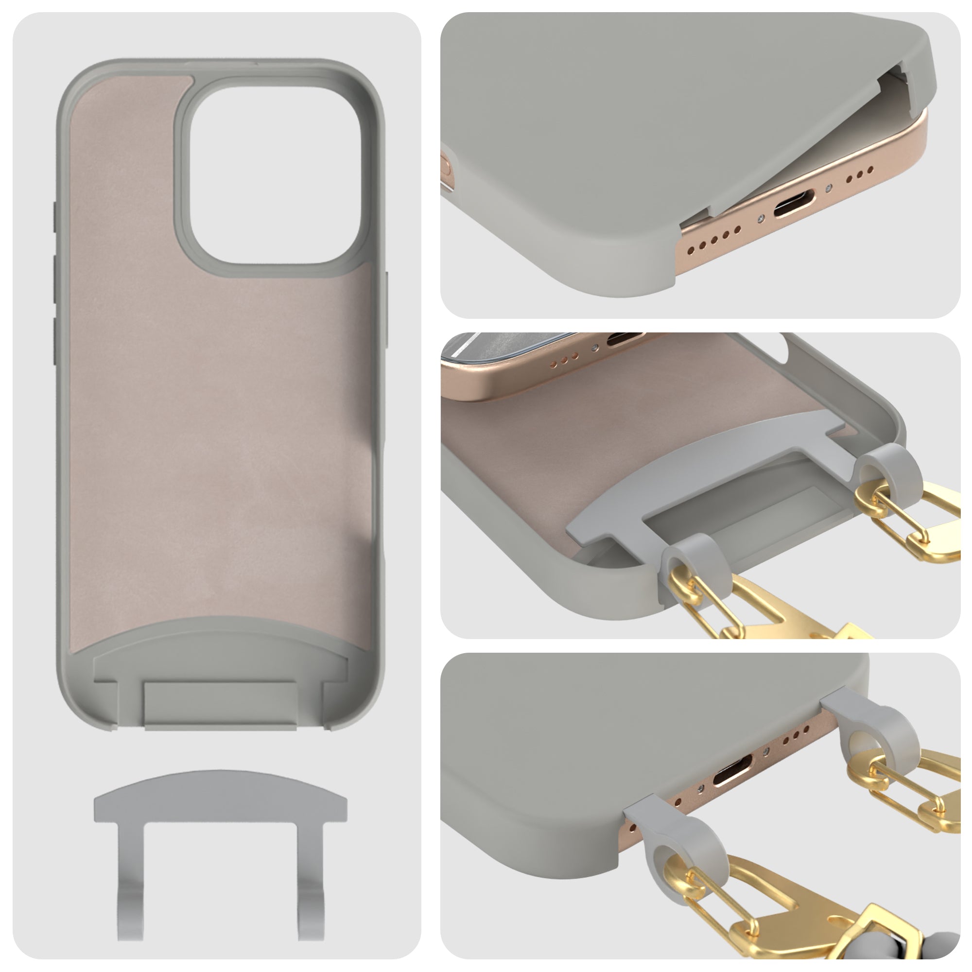 iPhone 16 Pro 2in1 Hülle + Kordel mit Karabinern