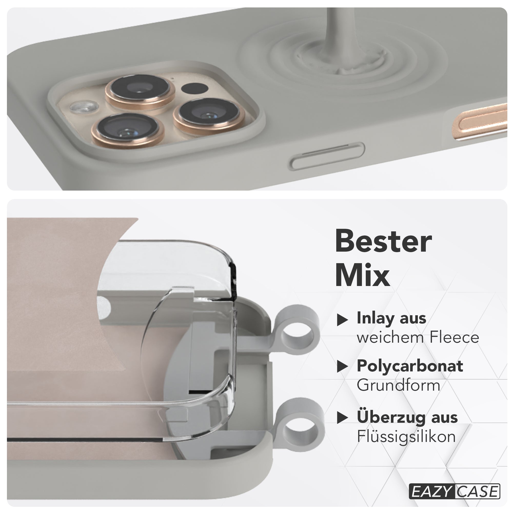 iPhone 16 Pro 2in1 Hülle + Kordel mit Karabinern