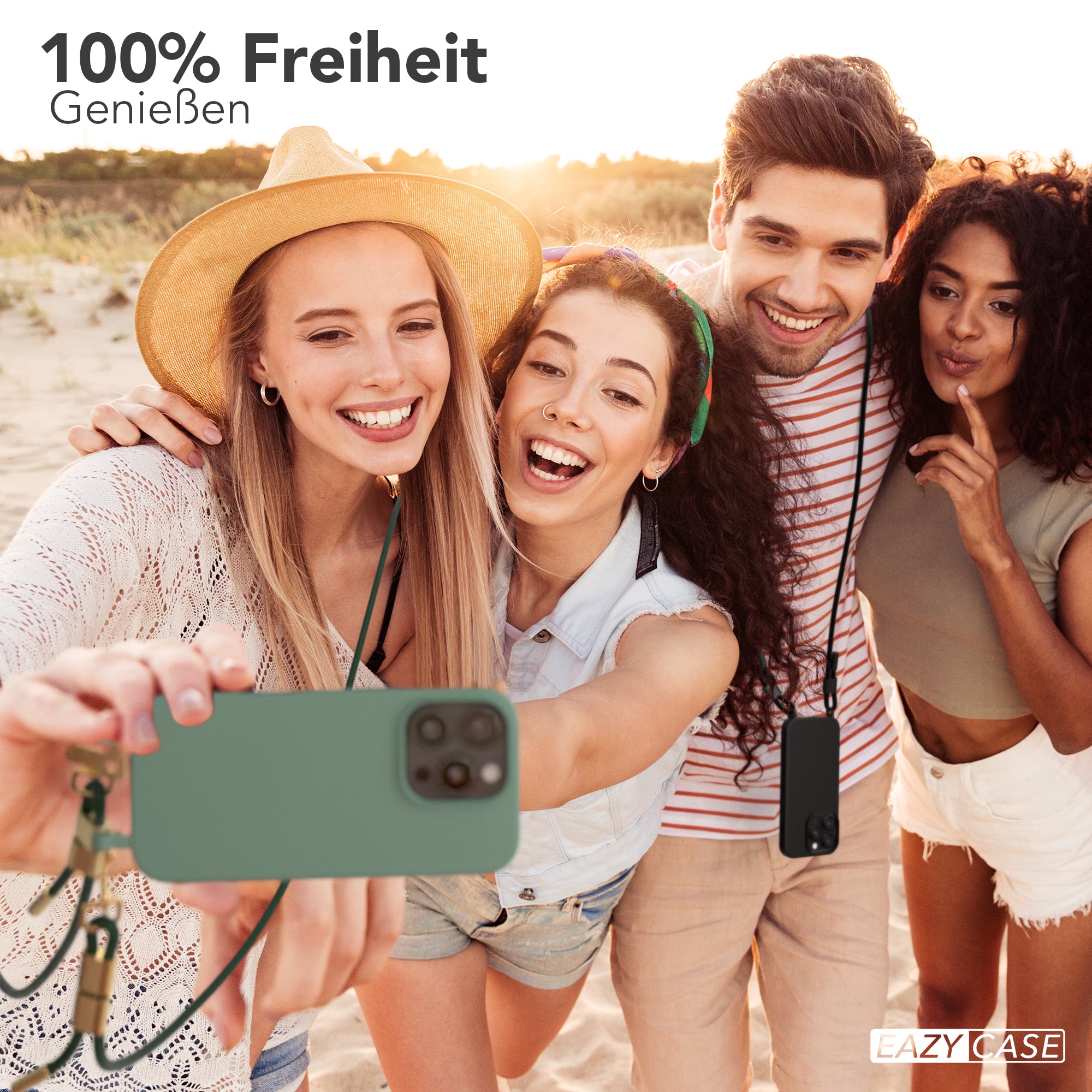 iPhone 16 Pro 2in1 Hülle + Kordel mit Karabinern