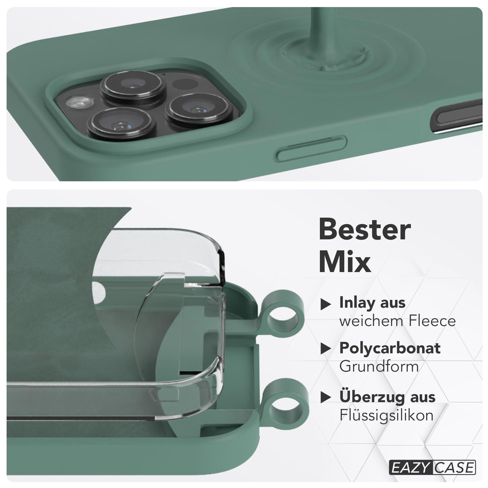 iPhone 16 Pro 2in1 Hülle + Kordel mit Karabinern