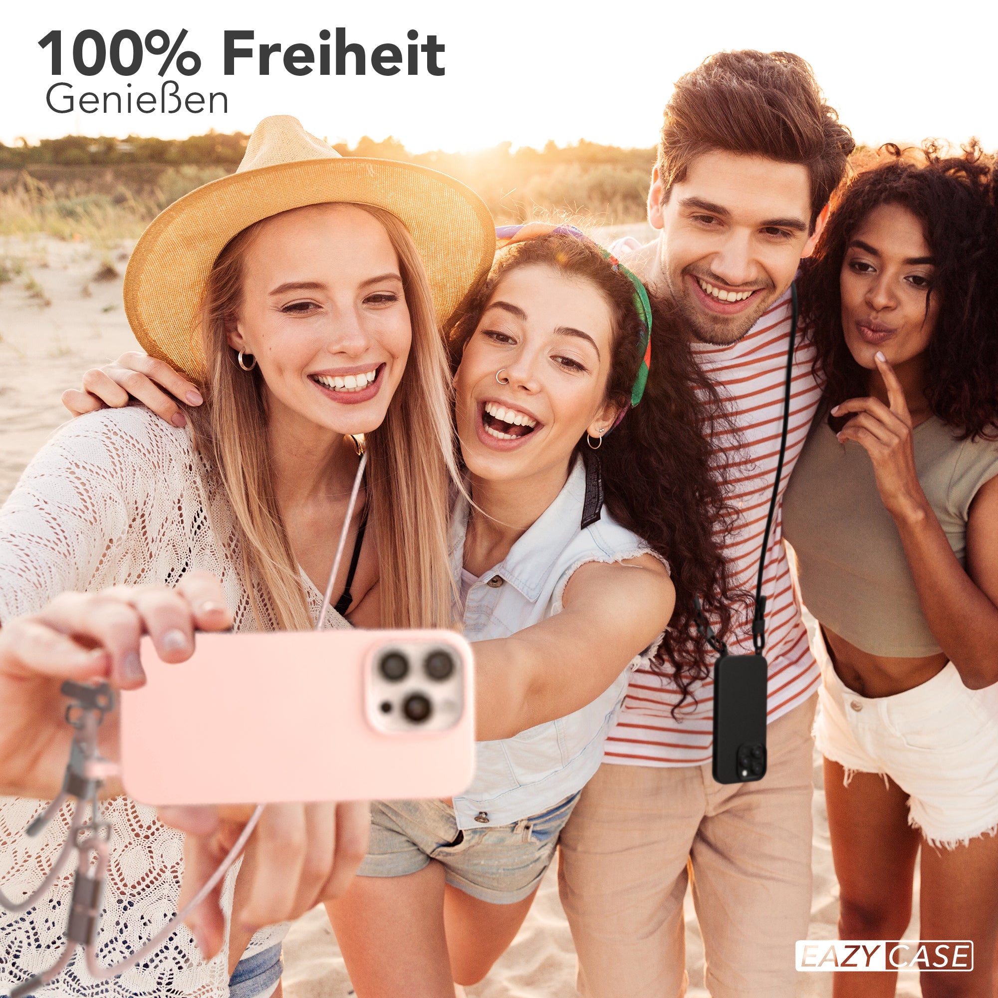 iPhone 16 Pro 2in1 Hülle + Kordel mit Karabinern