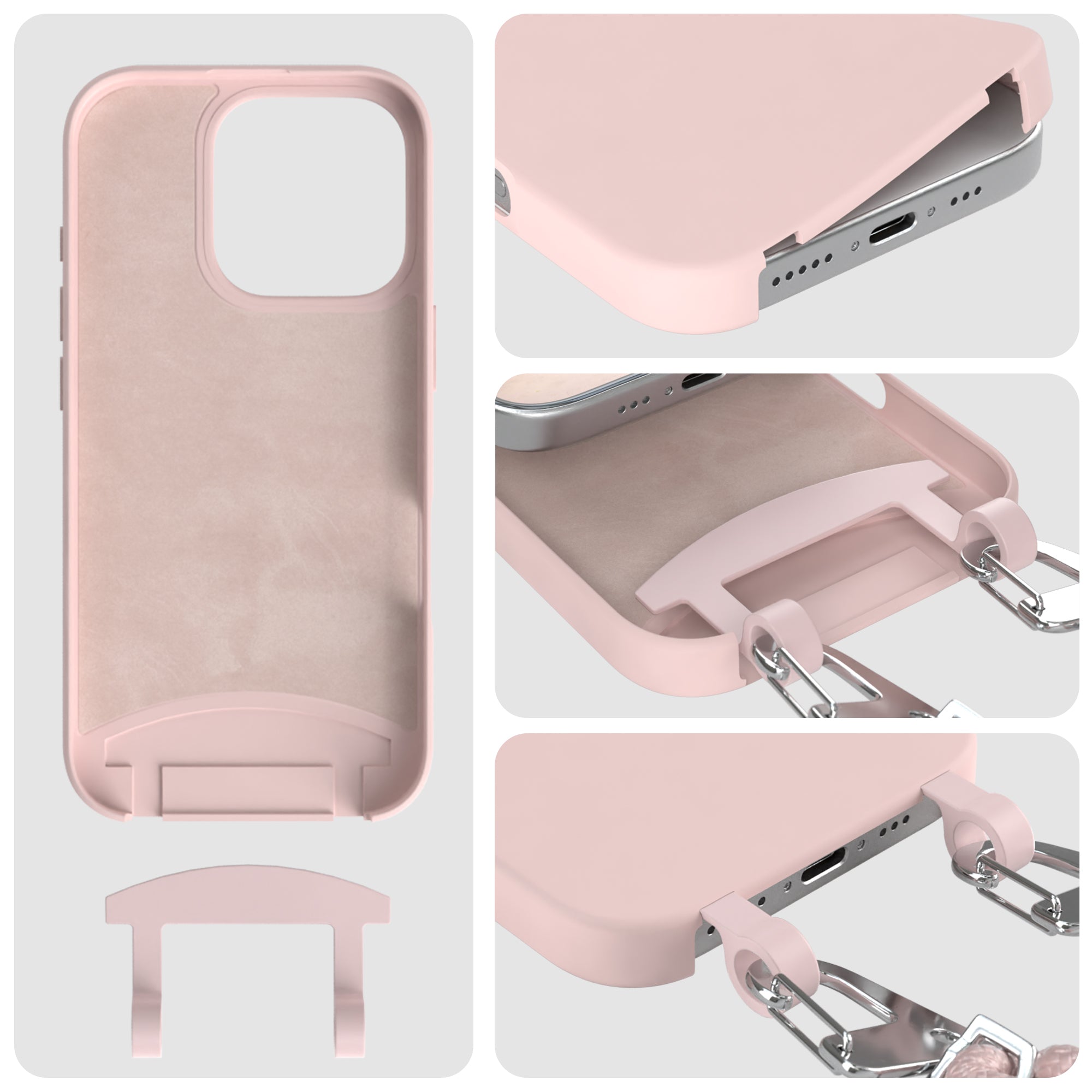 iPhone 16 Pro 2in1 Hülle + Kordel mit Karabinern