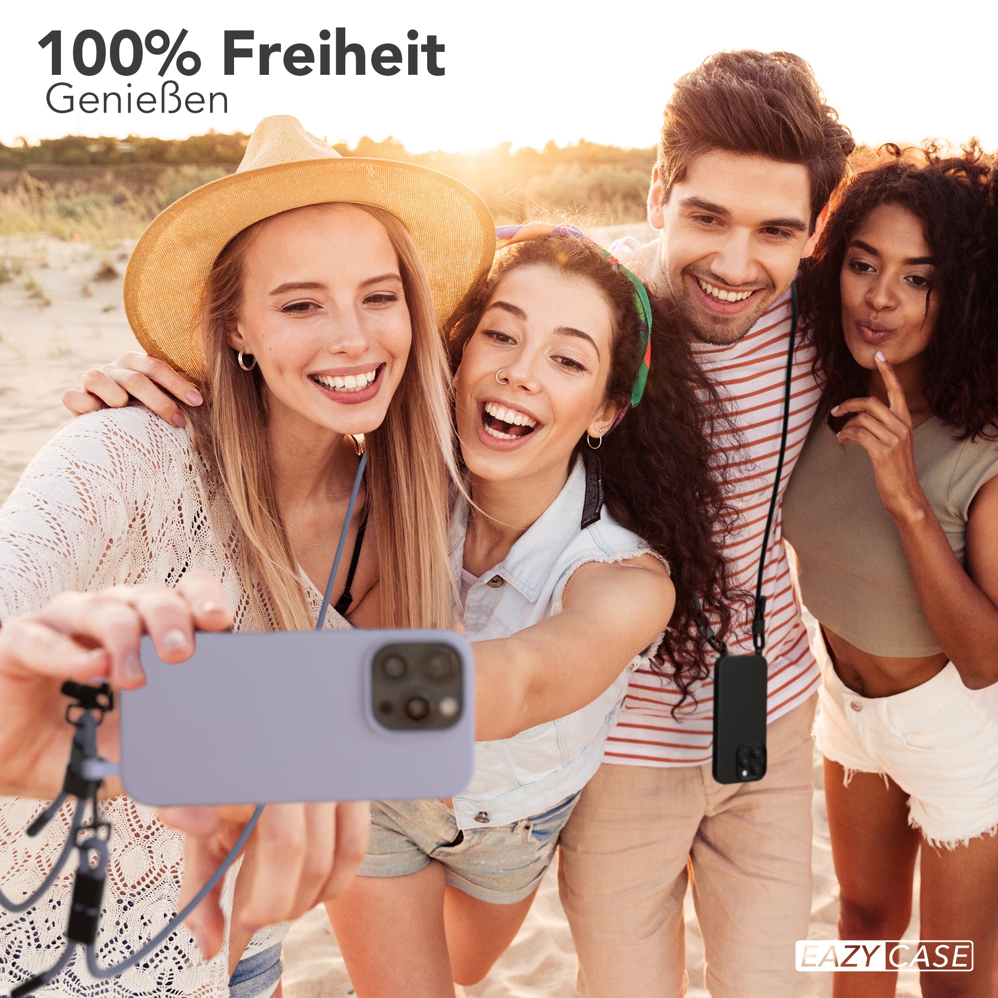 iPhone 16 Pro 2in1 Hülle + Kordel mit Karabinern