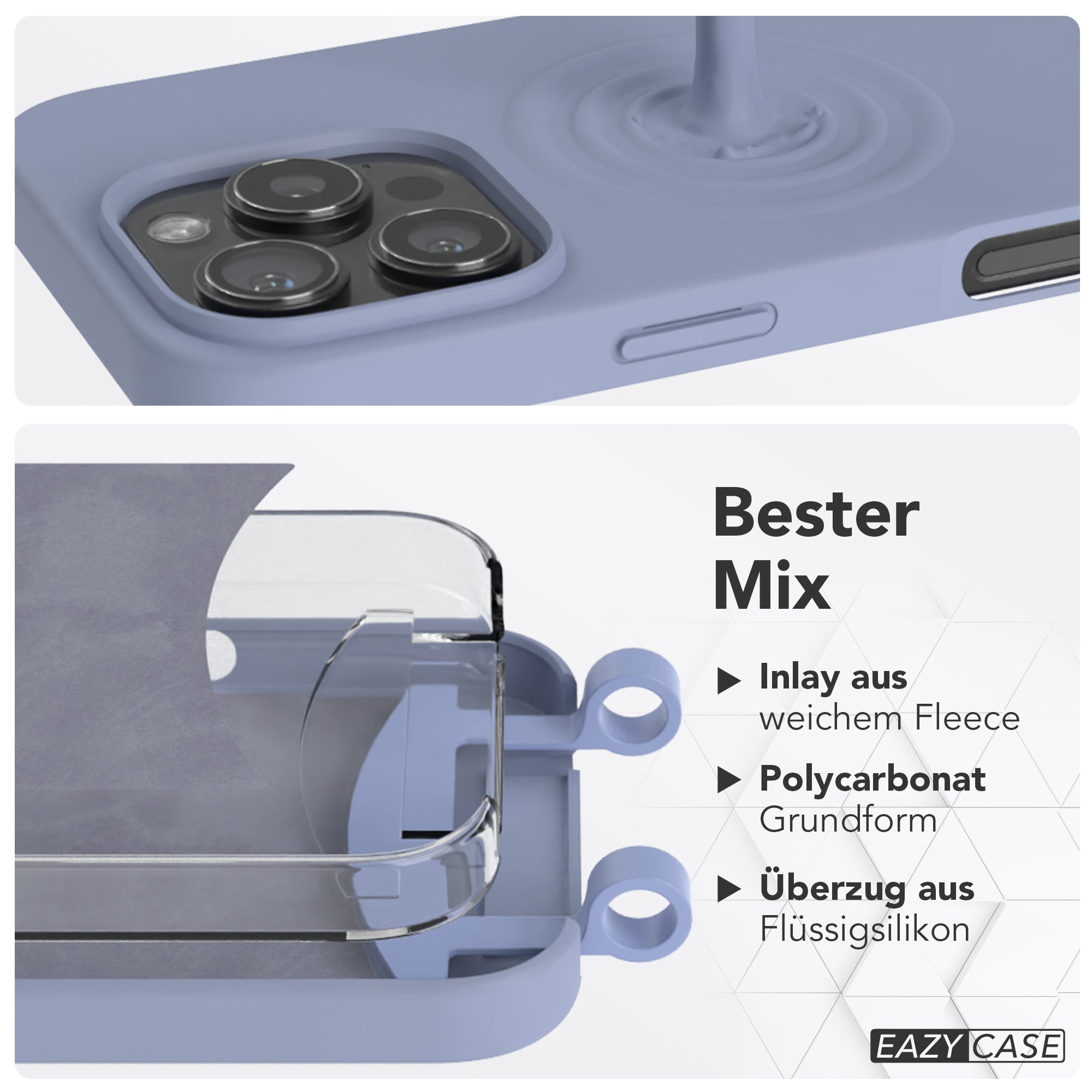 iPhone 16 Pro 2in1 Hülle + Kordel mit Karabinern