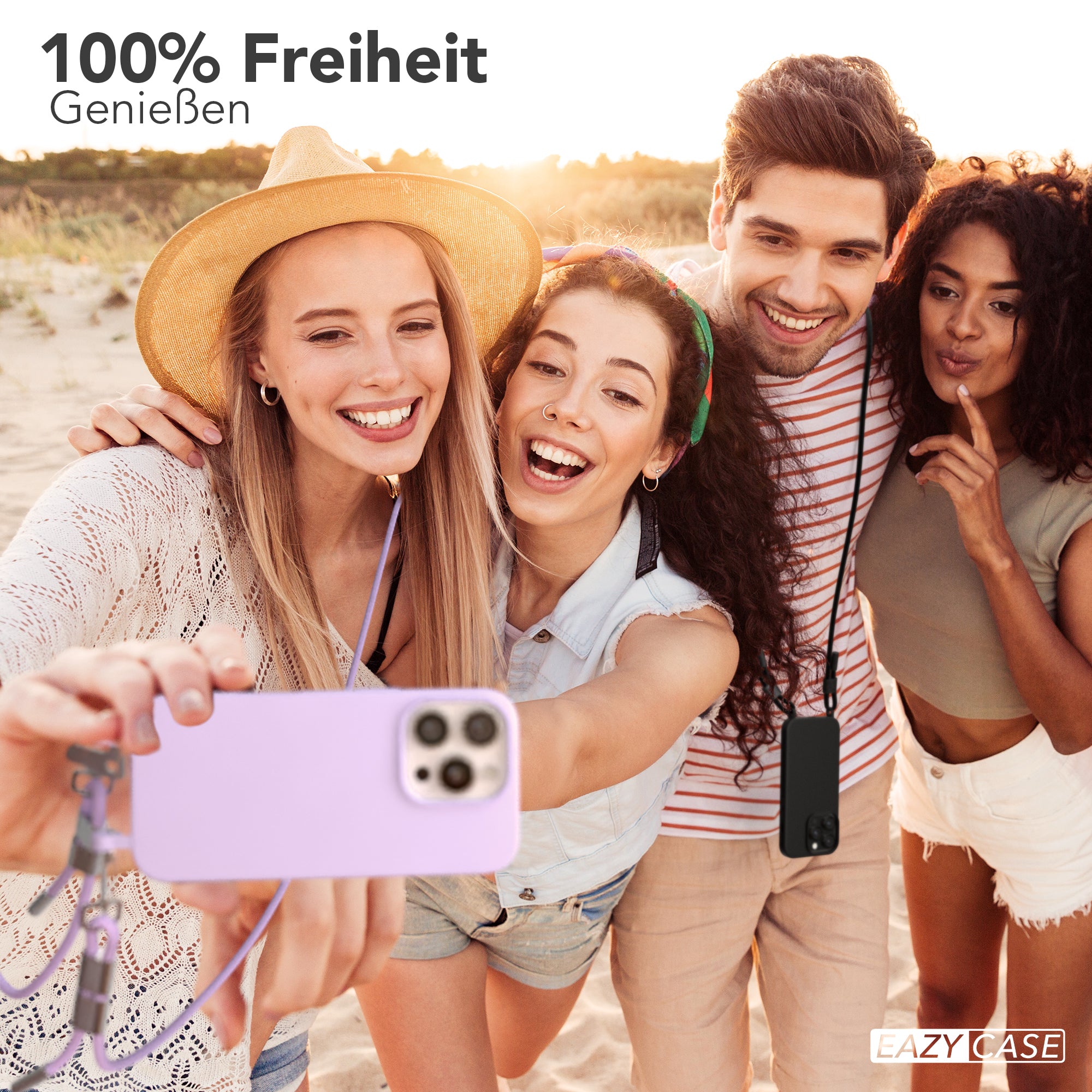 iPhone 16 Pro 2in1 Hülle + Kordel mit Karabinern