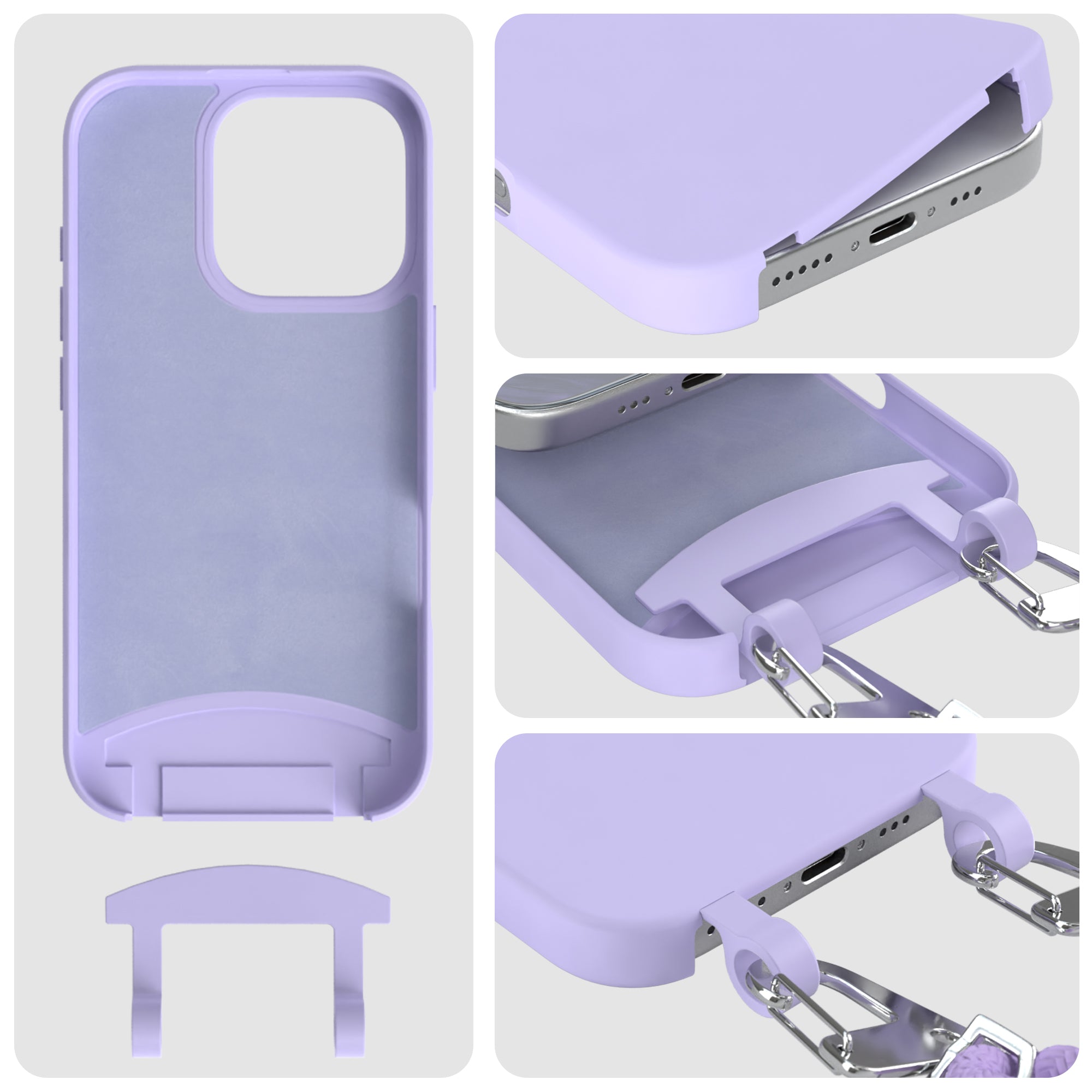 iPhone 16 Pro 2in1 Hülle + Kordel mit Karabinern