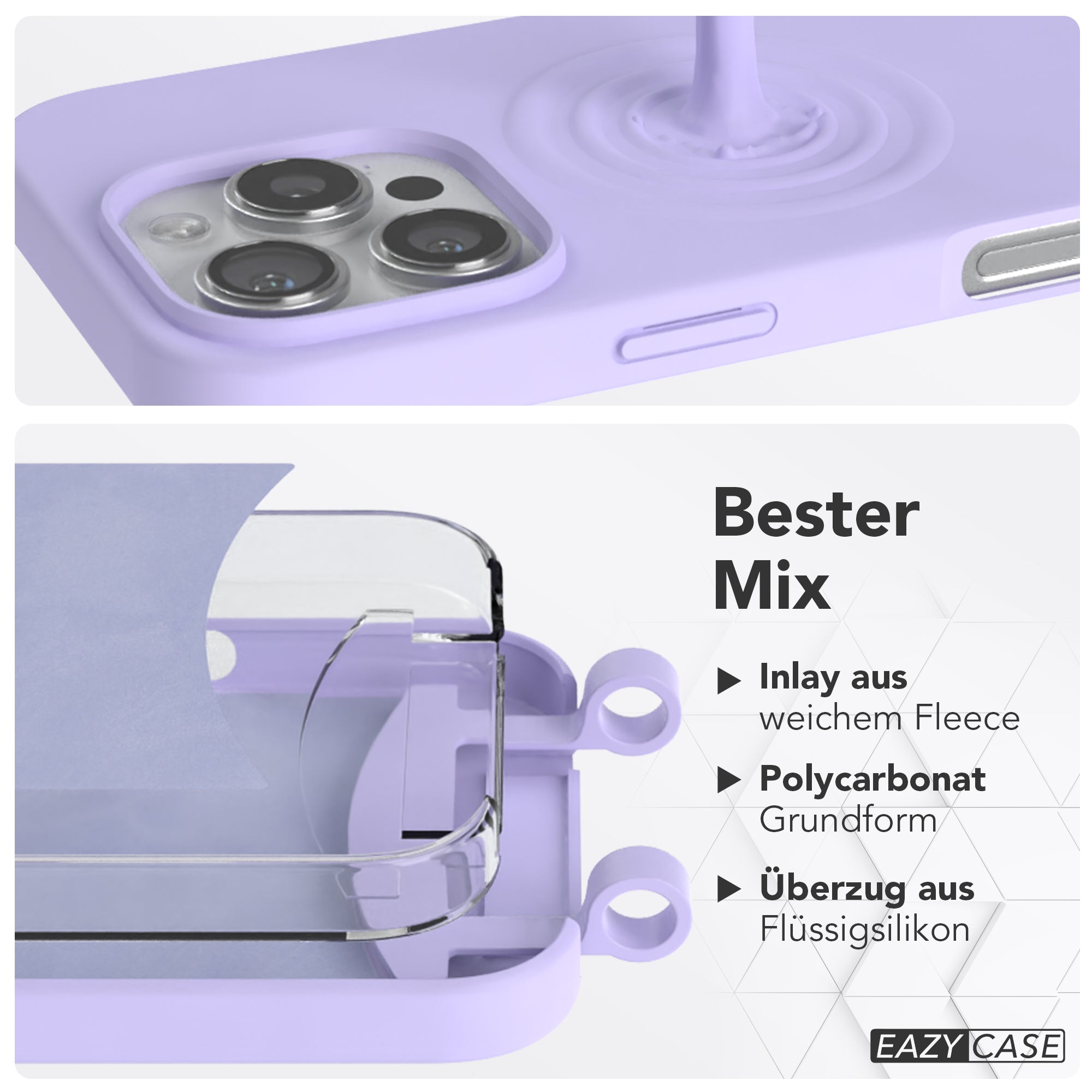 iPhone 16 Pro 2in1 Hülle + Kordel mit Karabinern