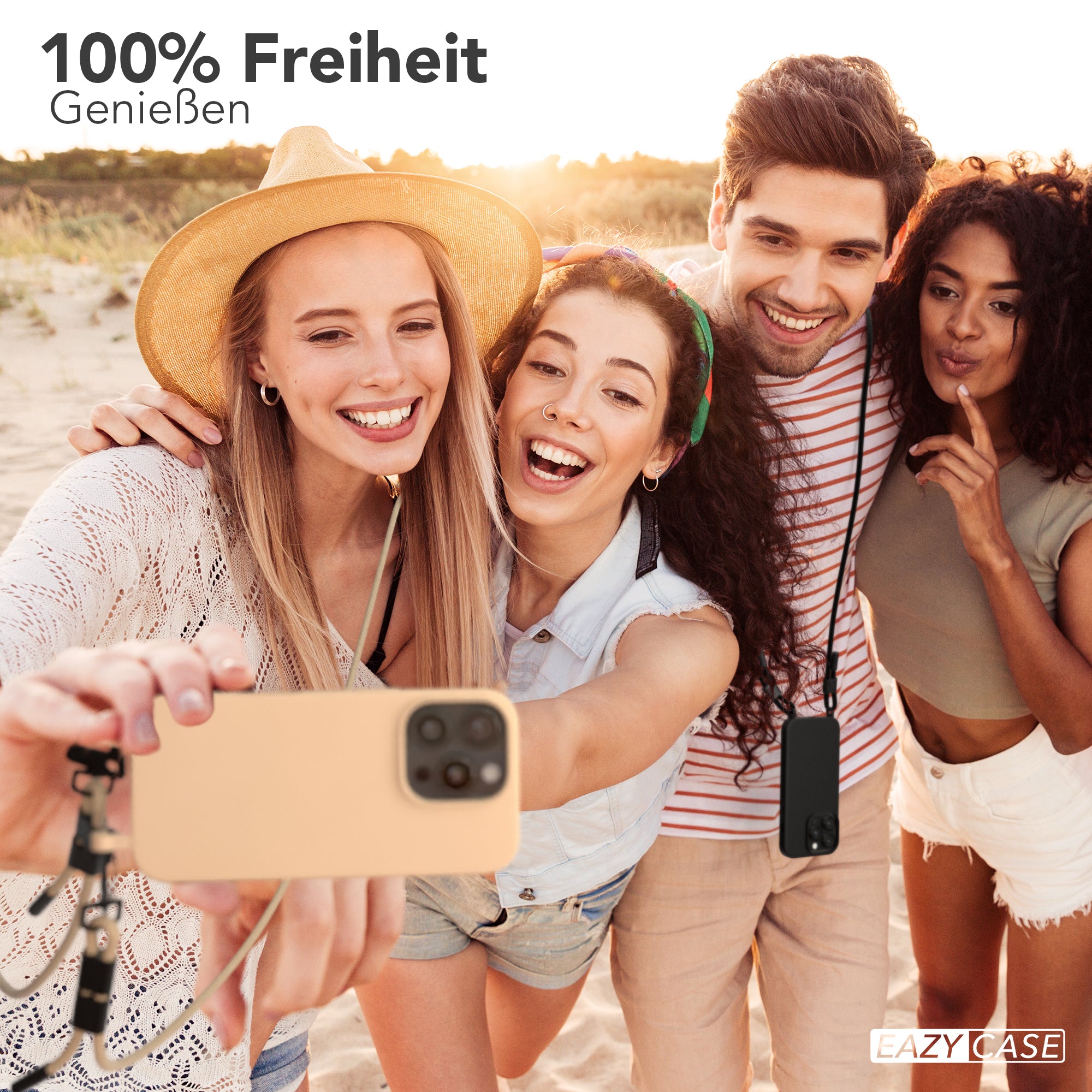 iPhone 16 Pro 2in1 Hülle + Kordel mit Karabinern