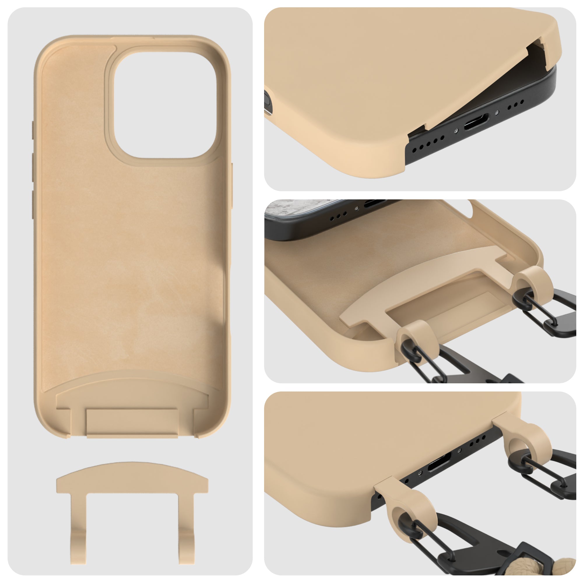 iPhone 16 Pro 2in1 Hülle + Kordel mit Karabinern