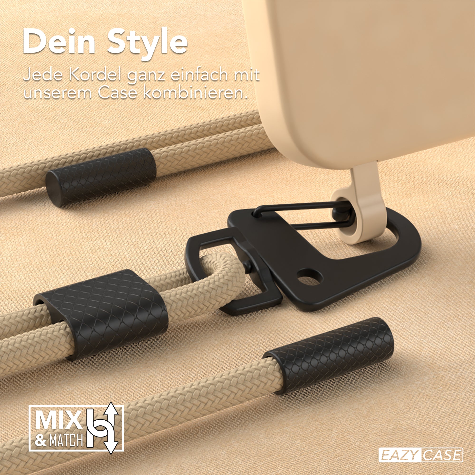 iPhone 16 Pro 2in1 Hülle + Kordel mit Karabinern