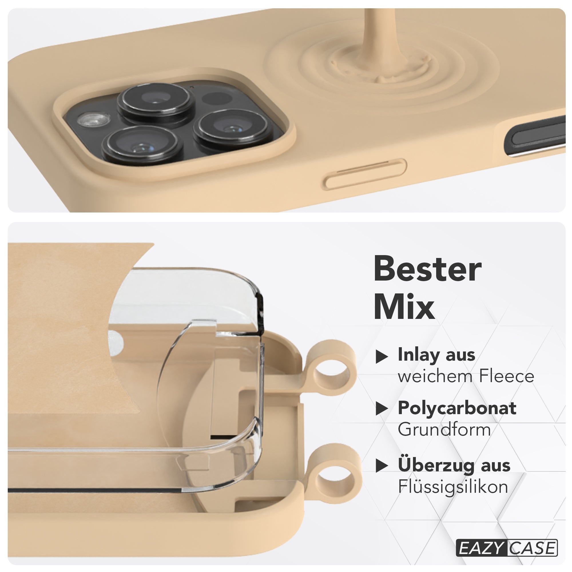 iPhone 16 Pro 2in1 Hülle + Kordel mit Karabinern