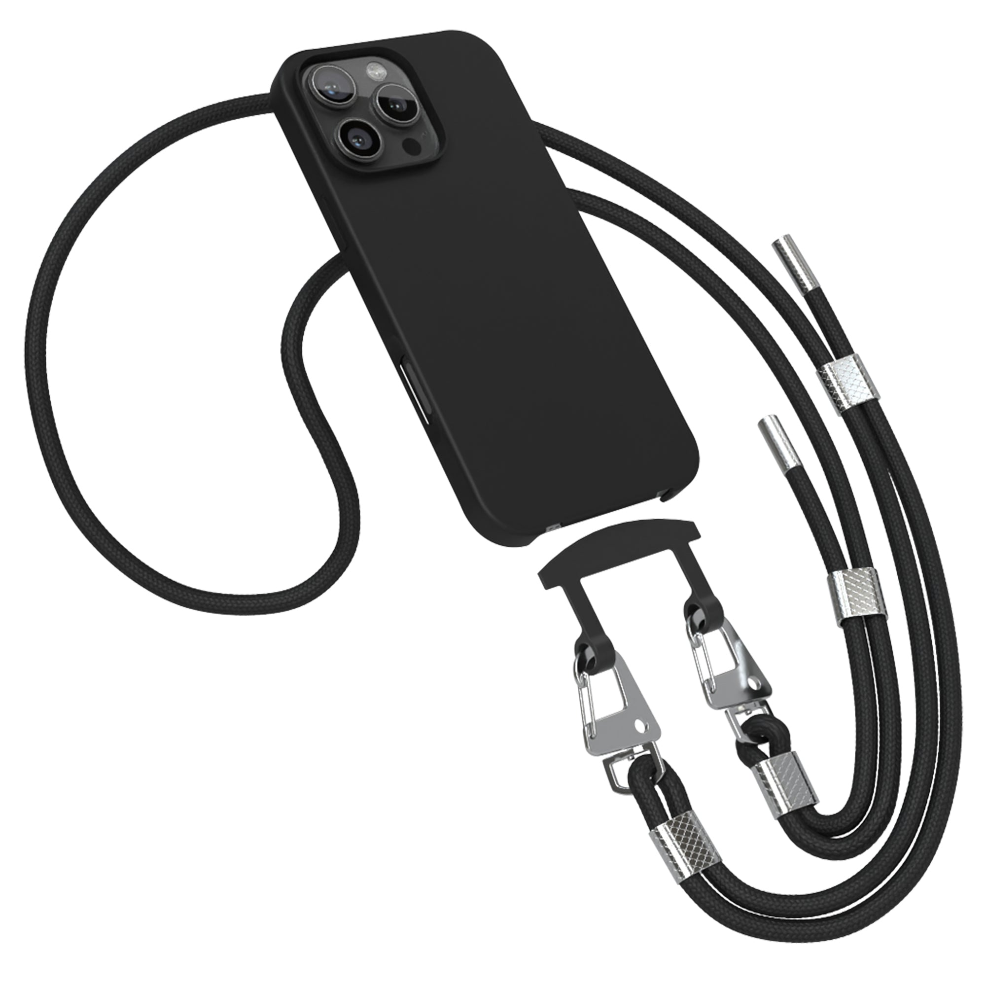 iPhone 16 Pro Max 2in1 Hülle + Kordel mit Karabinern