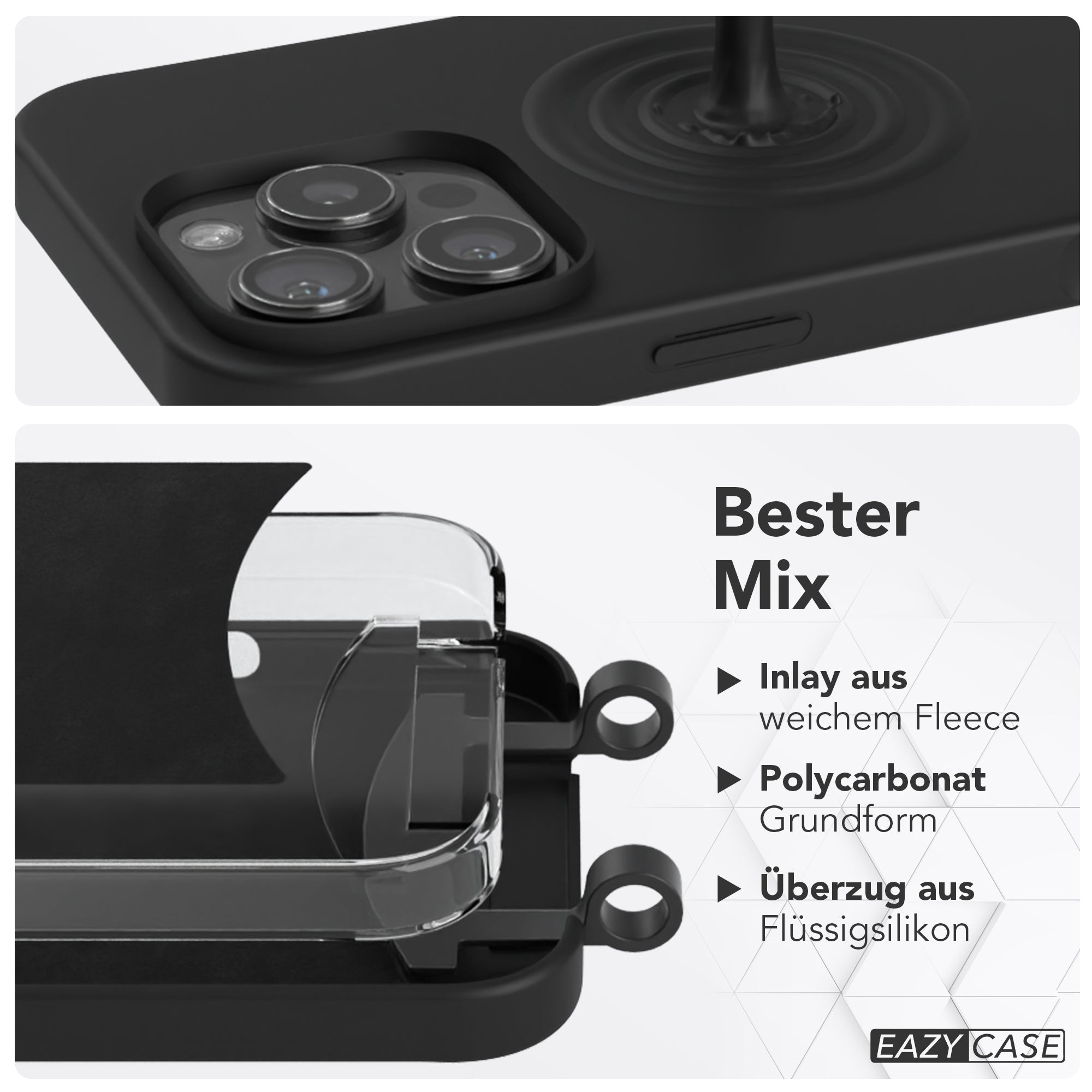 iPhone 16 Pro Max 2in1 Hülle + Kordel mit Karabinern