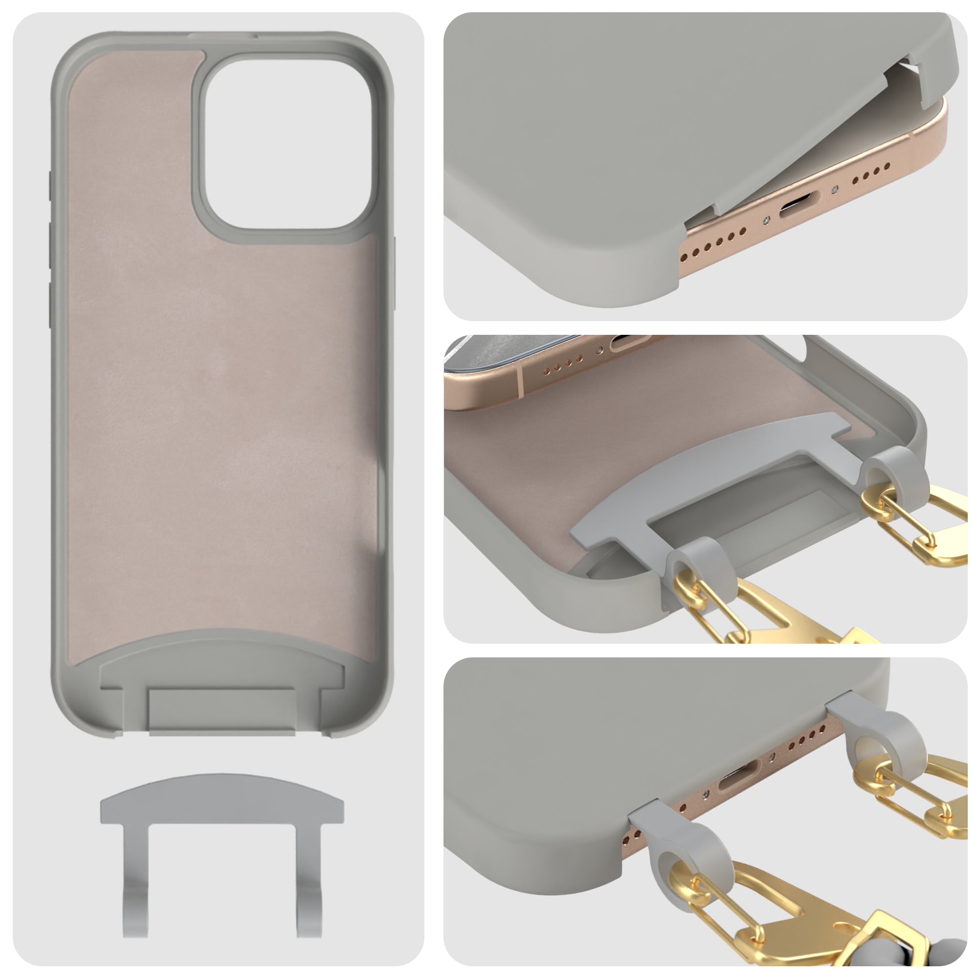 iPhone 16 Pro Max 2in1 Hülle + Kordel mit Karabinern