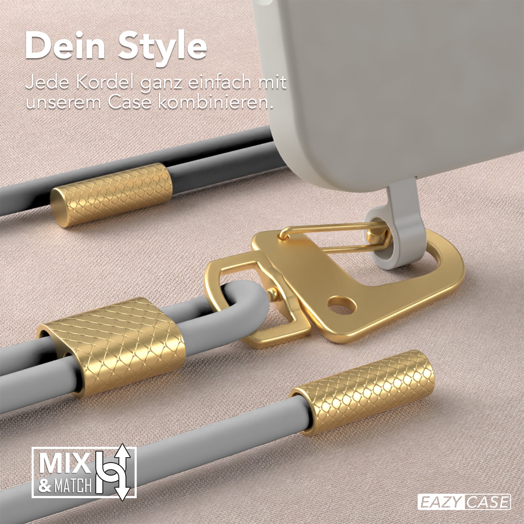 iPhone 16 Pro Max 2in1 Hülle + Kordel mit Karabinern