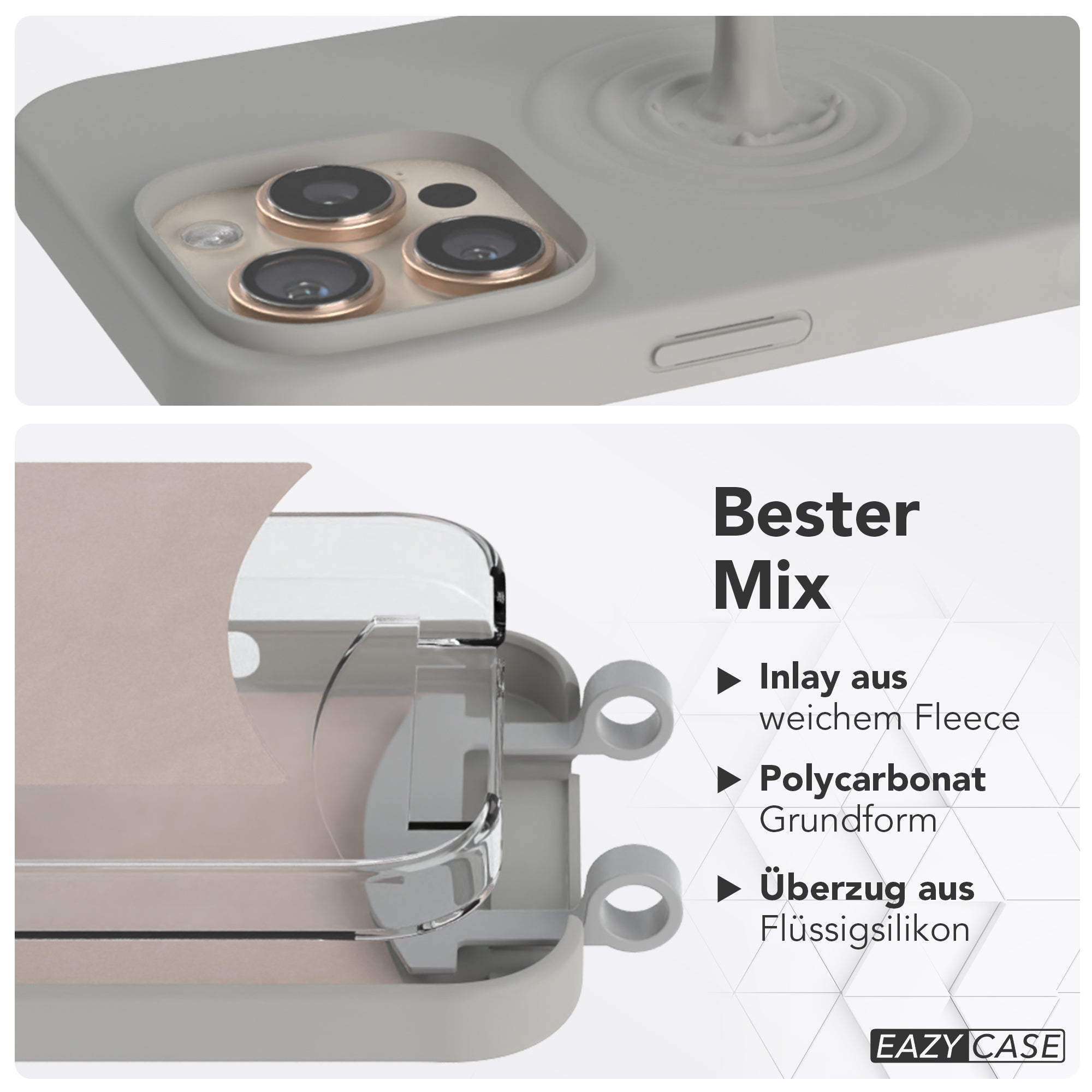 iPhone 16 Pro Max 2in1 Hülle + Kordel mit Karabinern