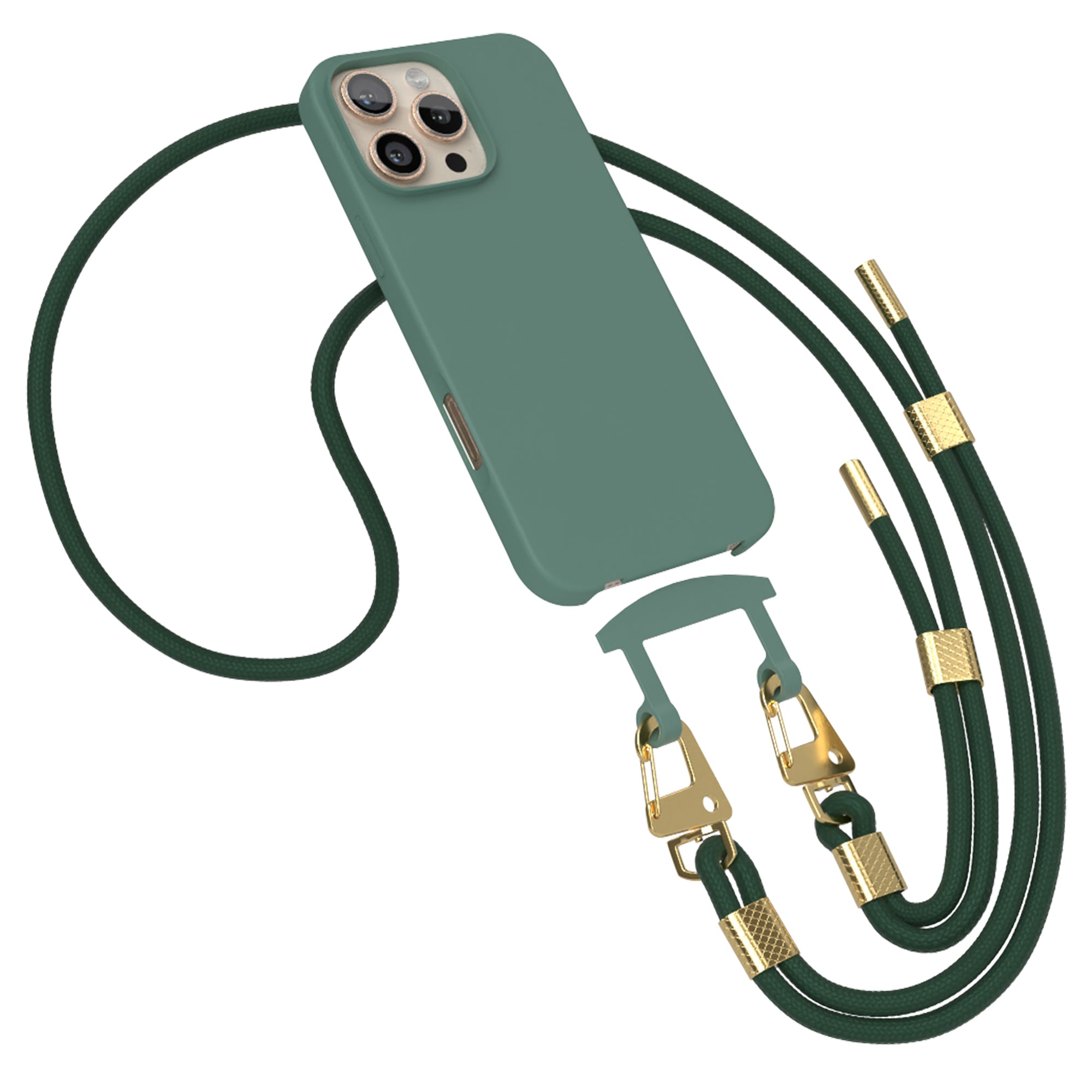 iPhone 16 Pro Max 2in1 Hülle + Kordel mit Karabinern