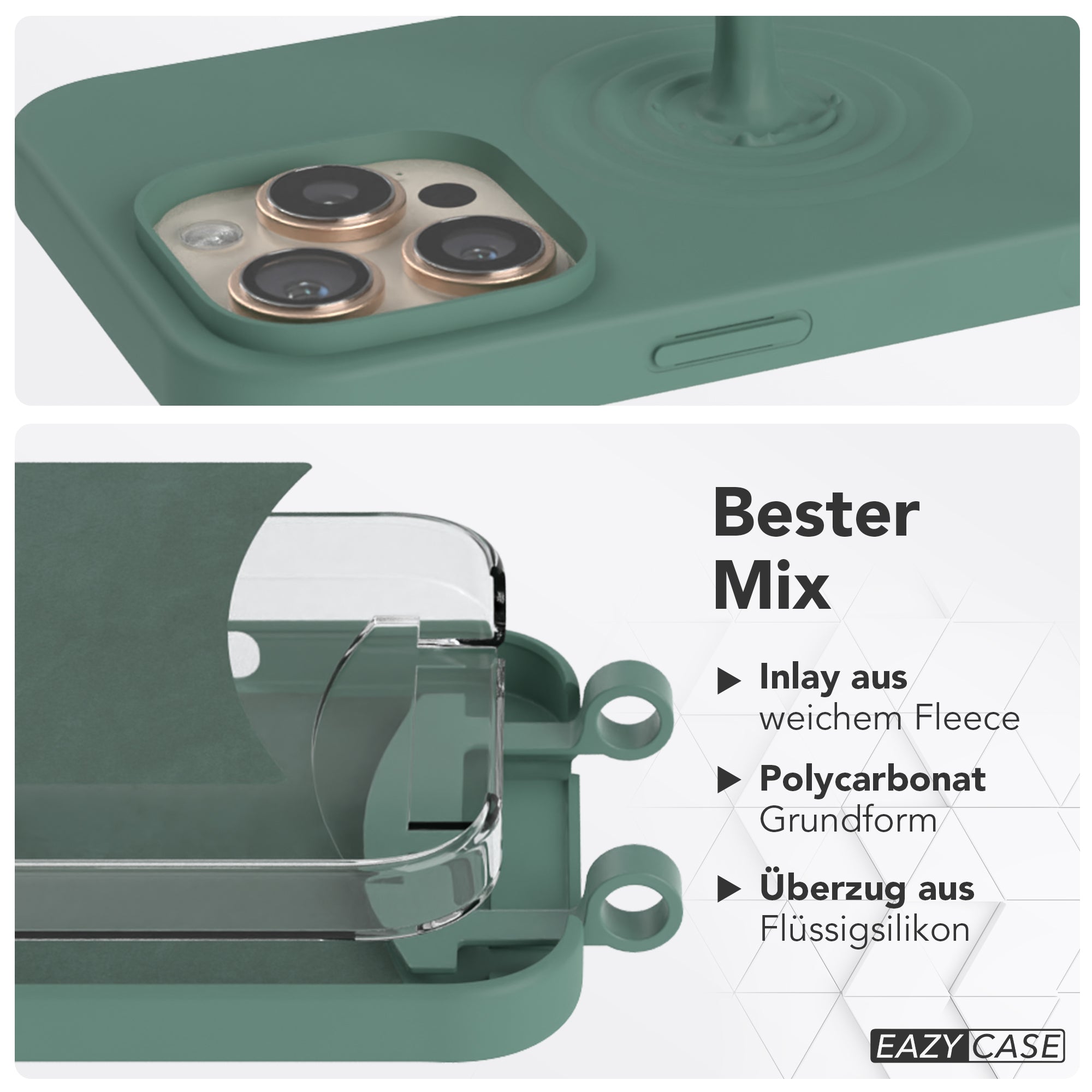 iPhone 16 Pro Max 2in1 Hülle + Kordel mit Karabinern