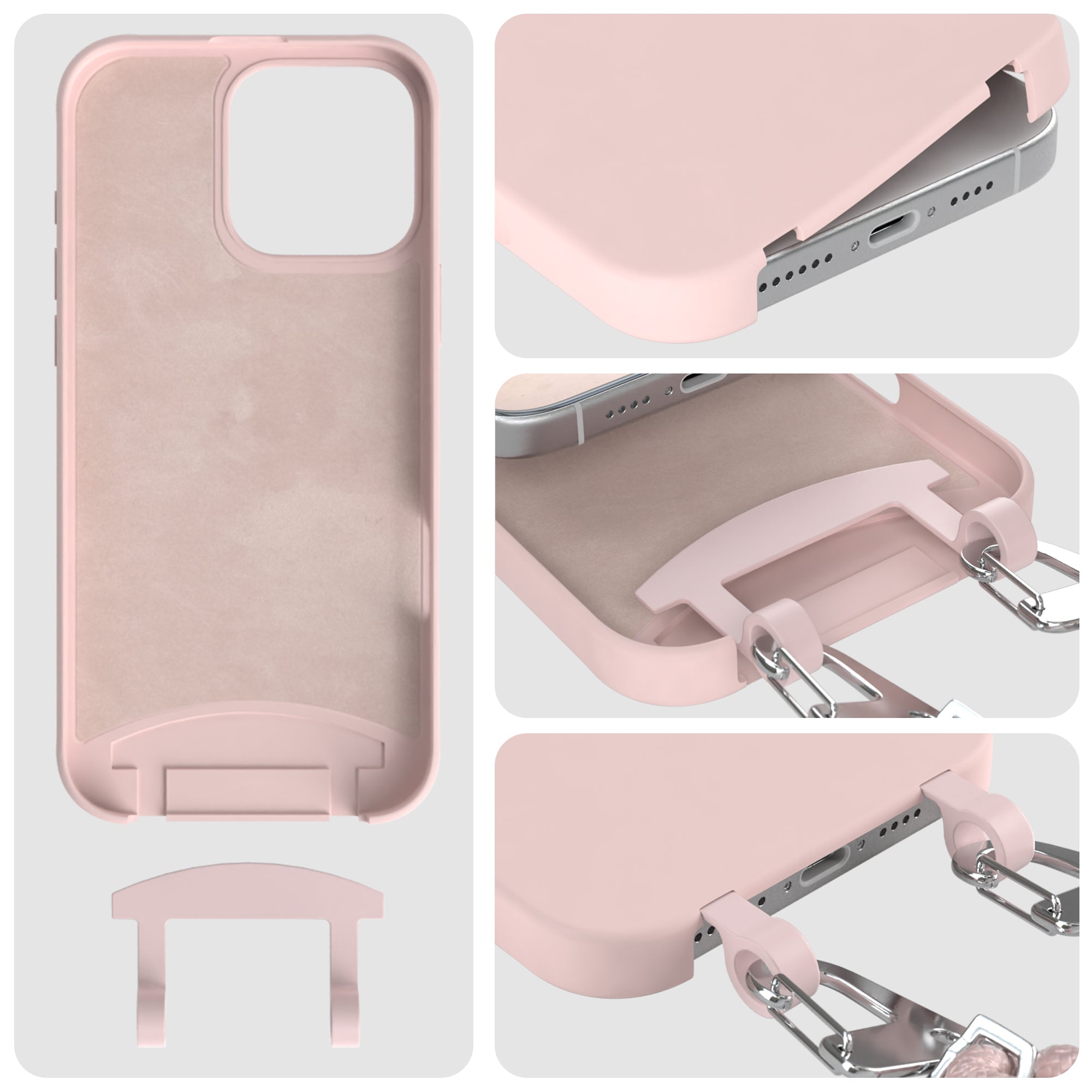 iPhone 16 Pro Max 2in1 Hülle + Kordel mit Karabinern