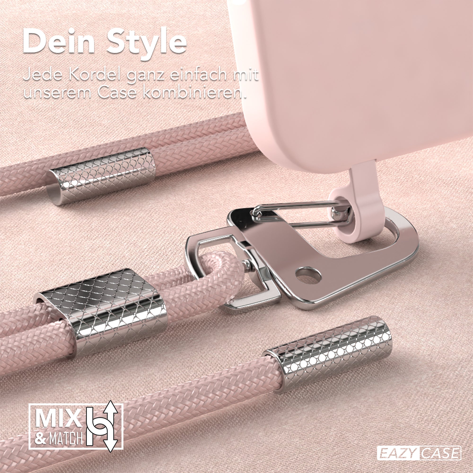 iPhone 16 Pro Max 2in1 Hülle + Kordel mit Karabinern