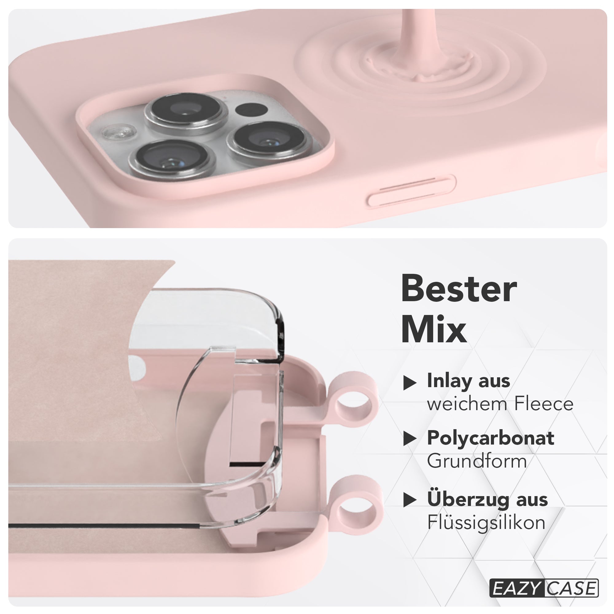 iPhone 16 Pro Max 2in1 Hülle + Kordel mit Karabinern