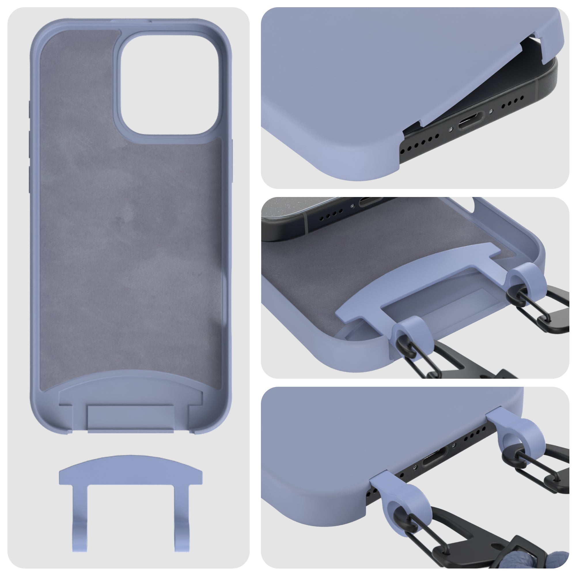 iPhone 16 Pro Max 2in1 Hülle + Kordel mit Karabinern