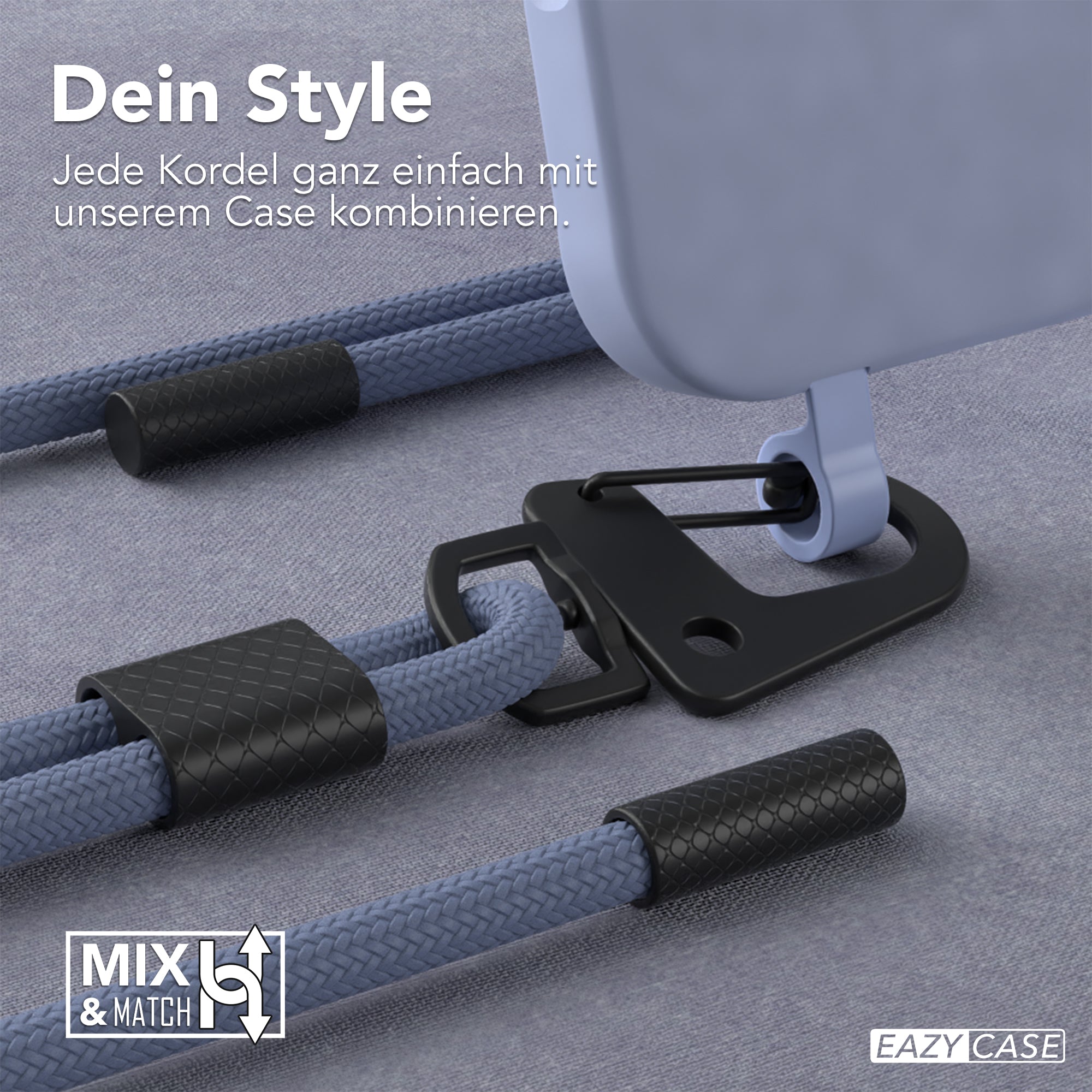 iPhone 16 Pro Max 2in1 Hülle + Kordel mit Karabinern