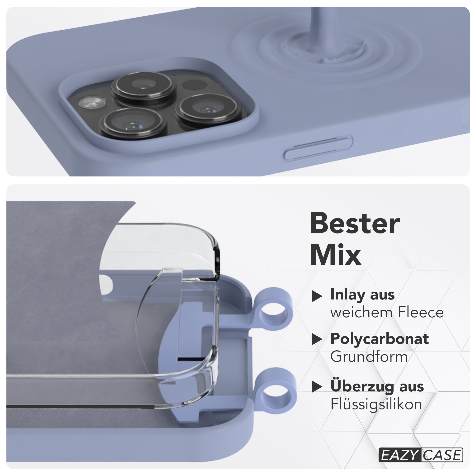 iPhone 16 Pro Max 2in1 Hülle + Kordel mit Karabinern