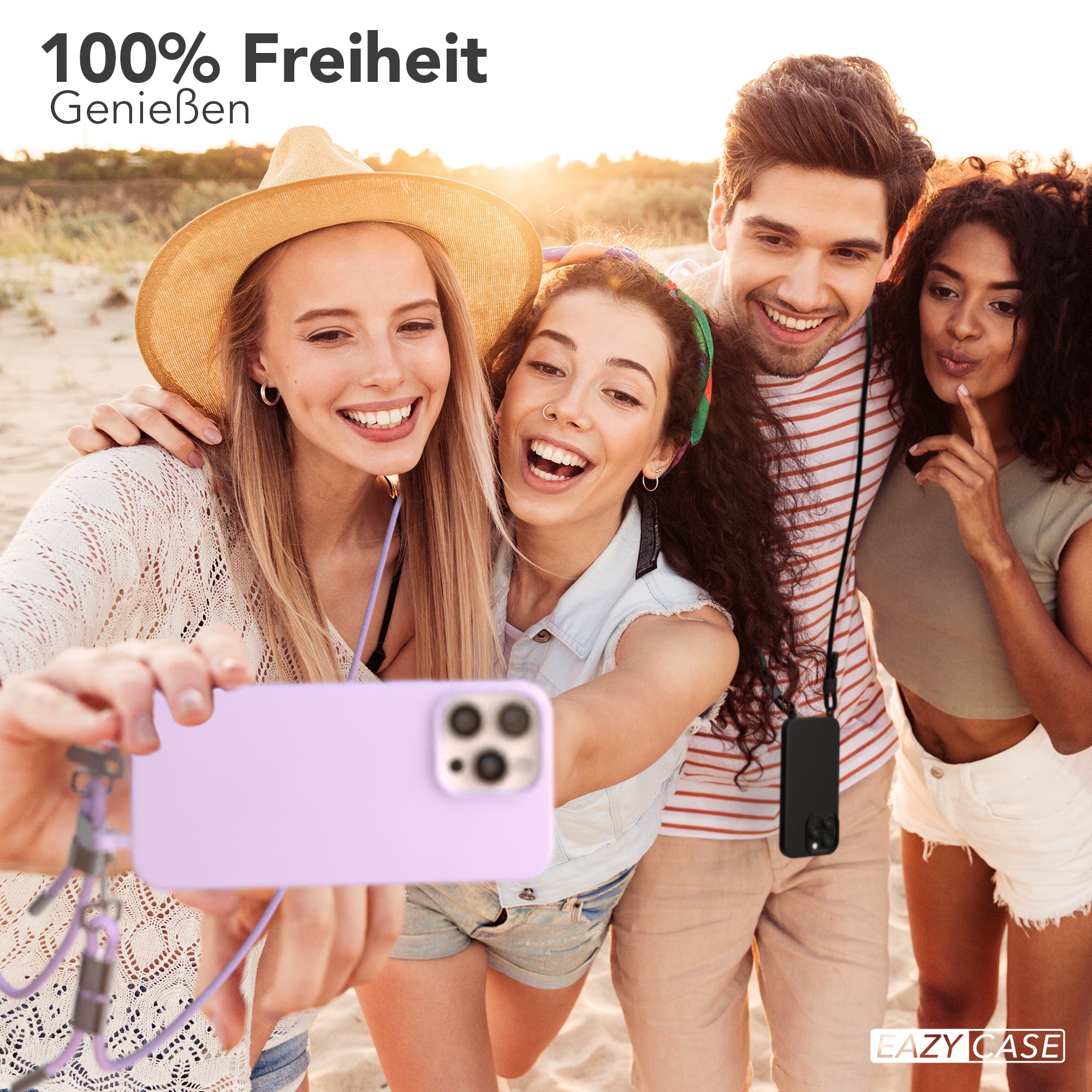 iPhone 16 Pro Max 2in1 Hülle + Kordel mit Karabinern