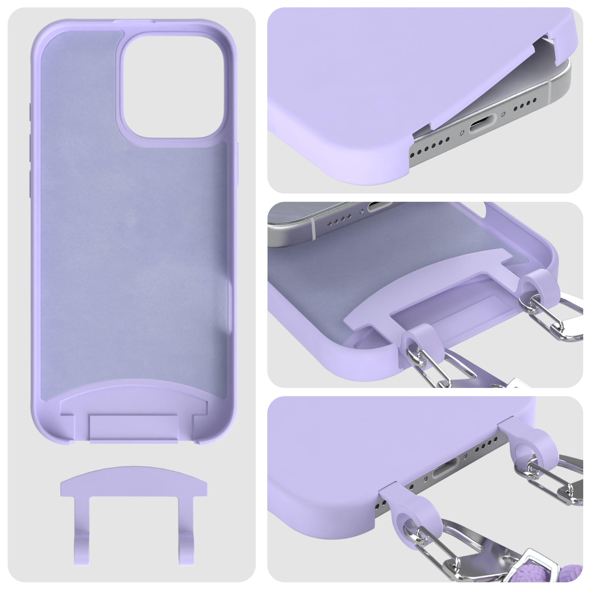 iPhone 16 Pro Max 2in1 Hülle + Kordel mit Karabinern