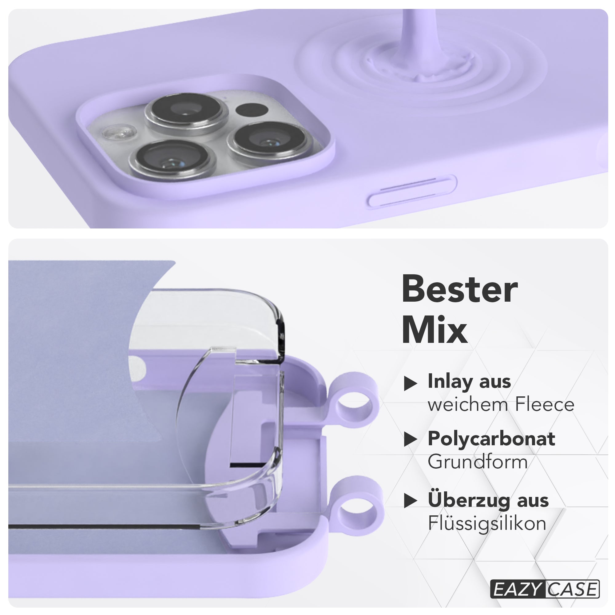 iPhone 16 Pro Max 2in1 Hülle + Kordel mit Karabinern